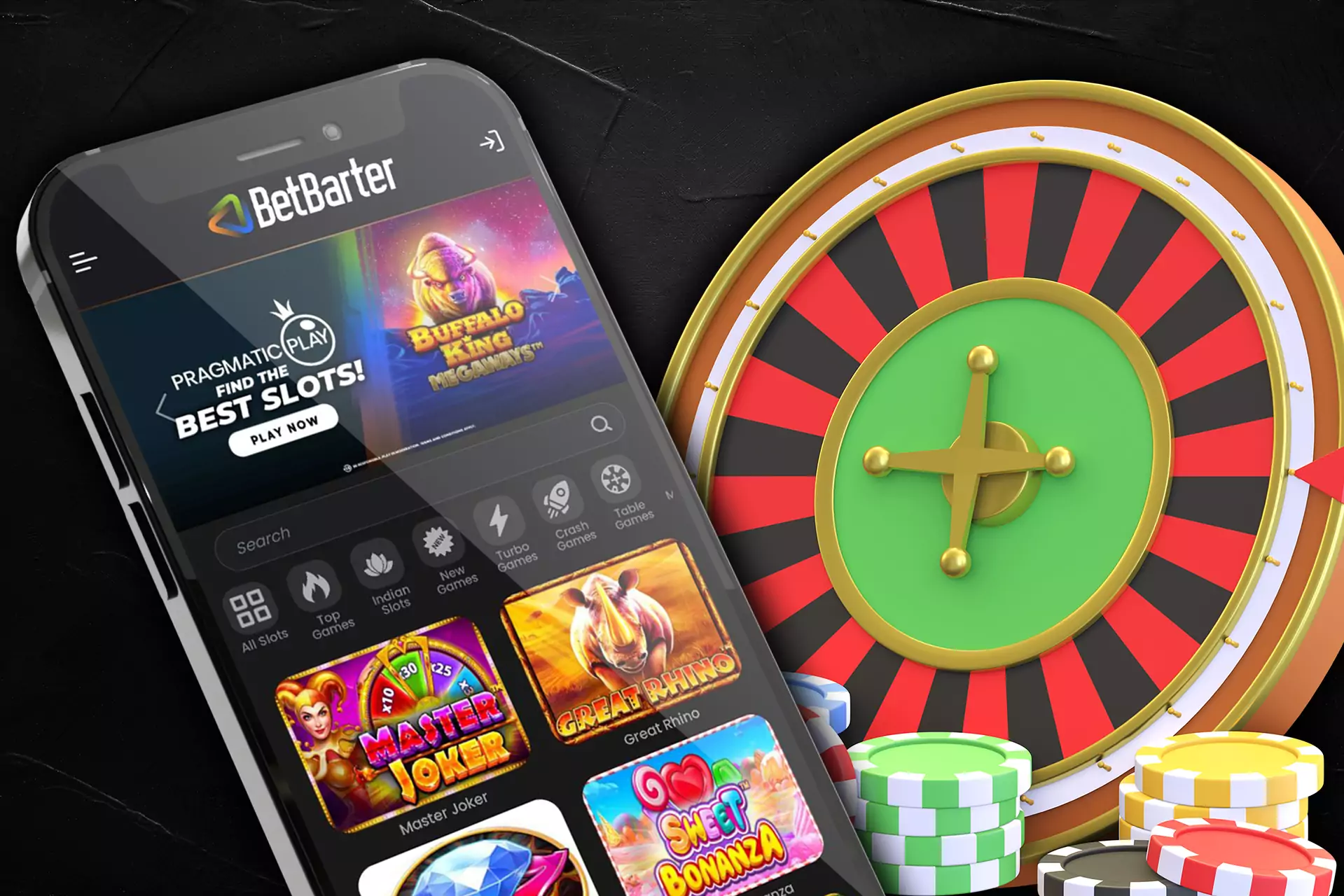 The Betbarter app supports online casino.