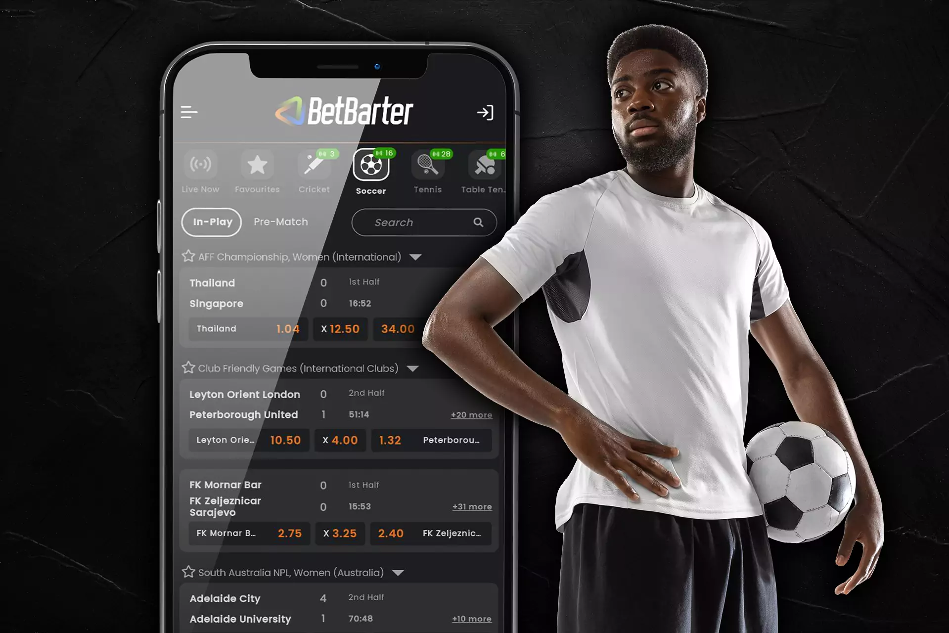 Football betting avialable in the Betbarter app.