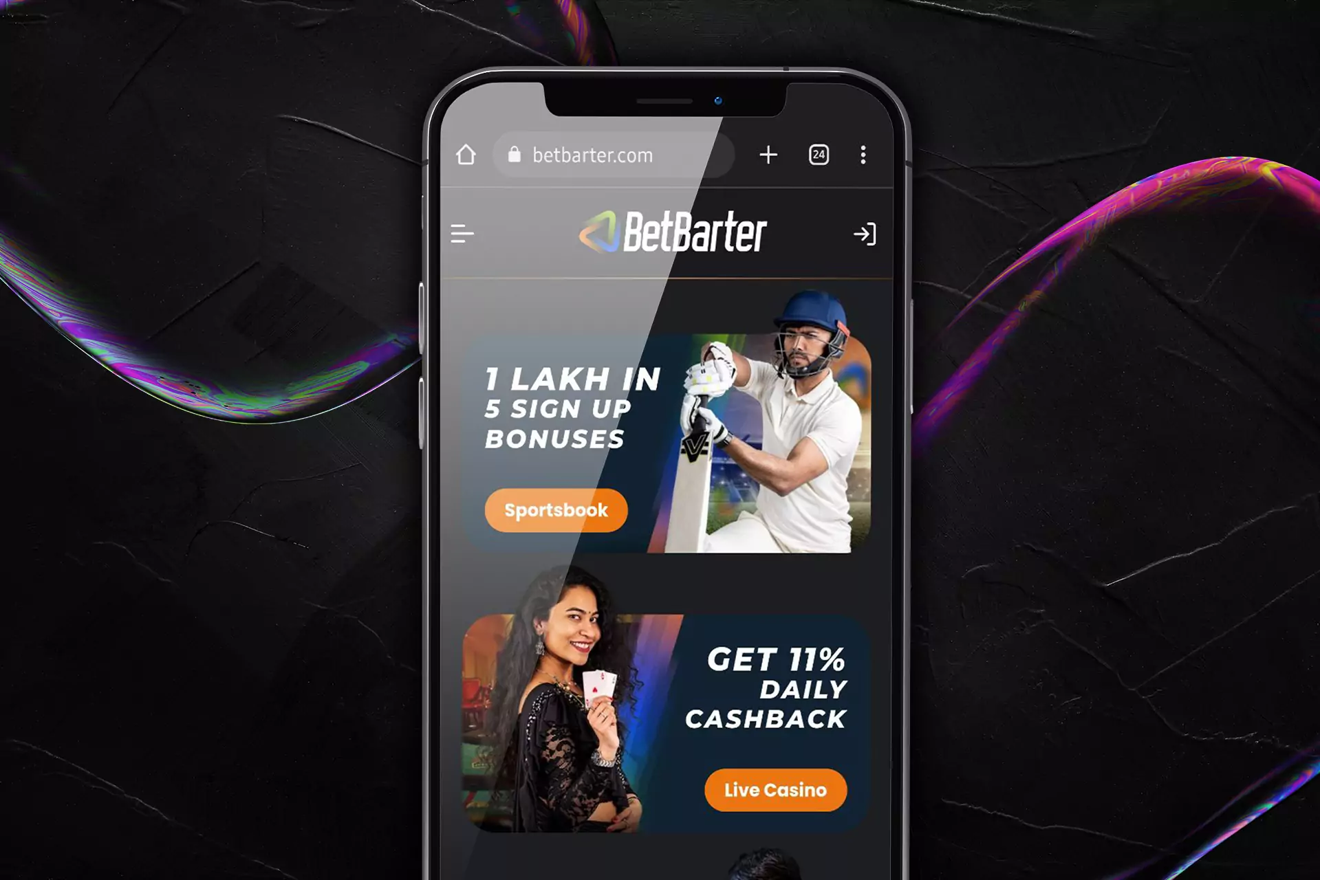 If you don't want to install the Betbarter app, you can use the mobile website version.