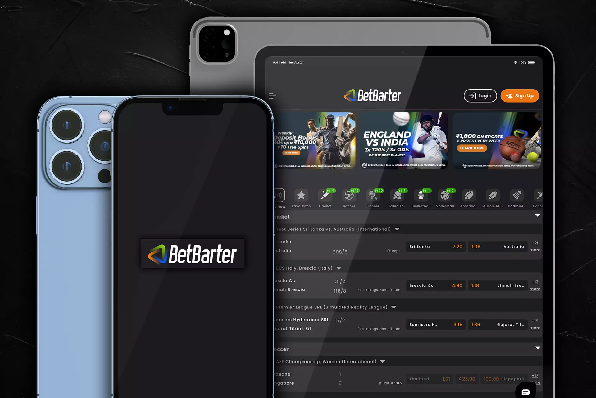 The mobile version of Betbarter is available for iOS.