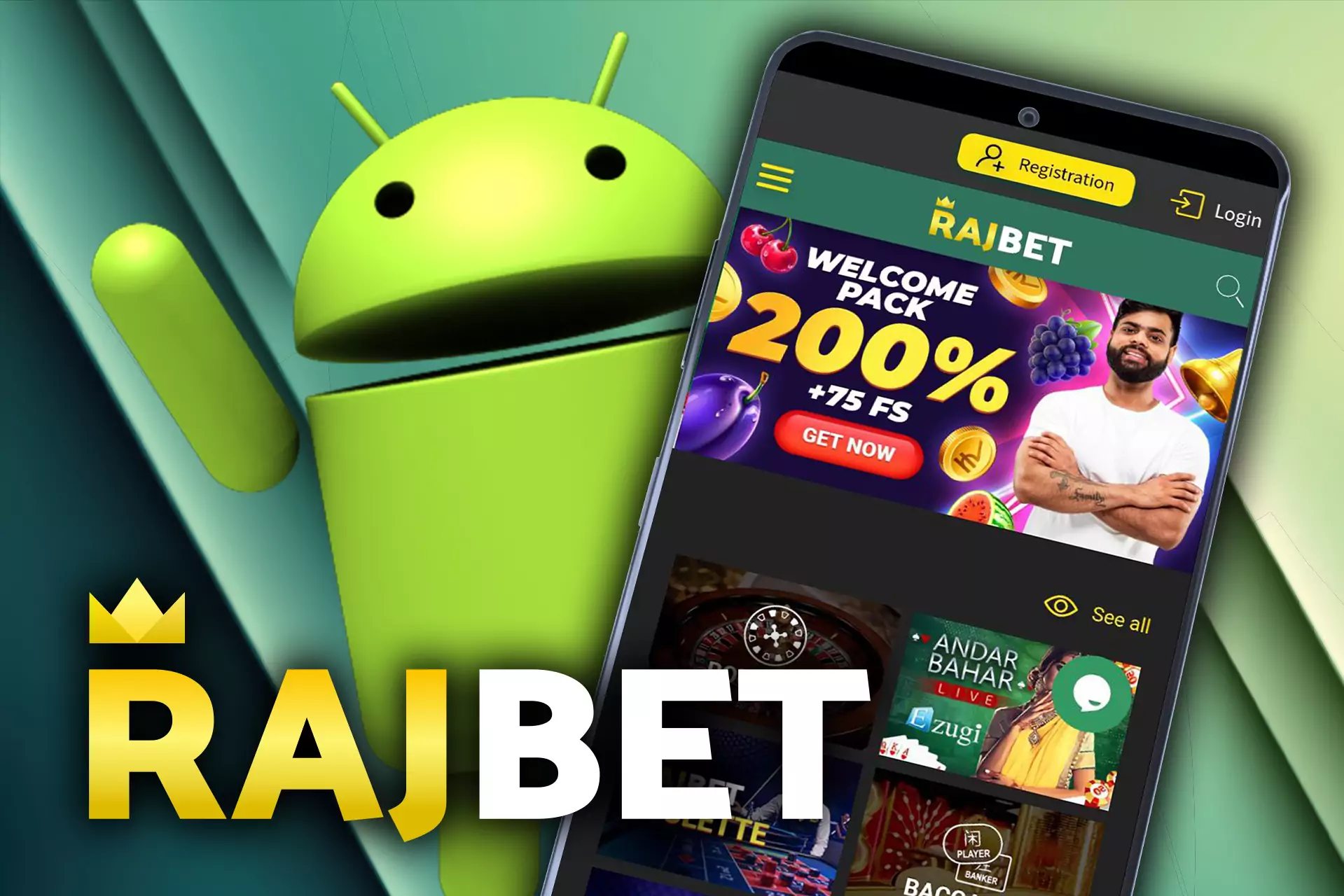 The Rajbet app is available for free for Android.