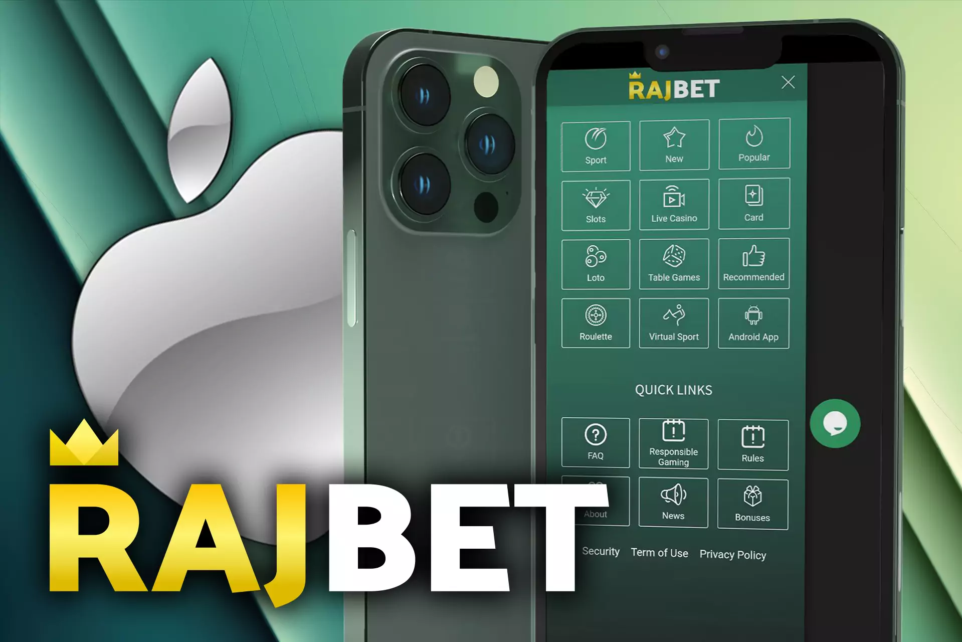 The Rajbet app for iOS is in development.
