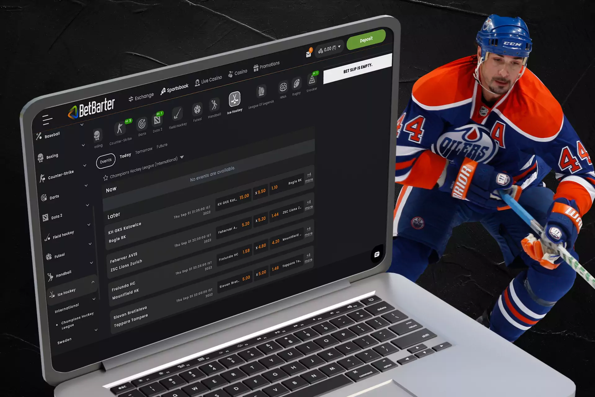 BetBarter supports ice hockey betting.