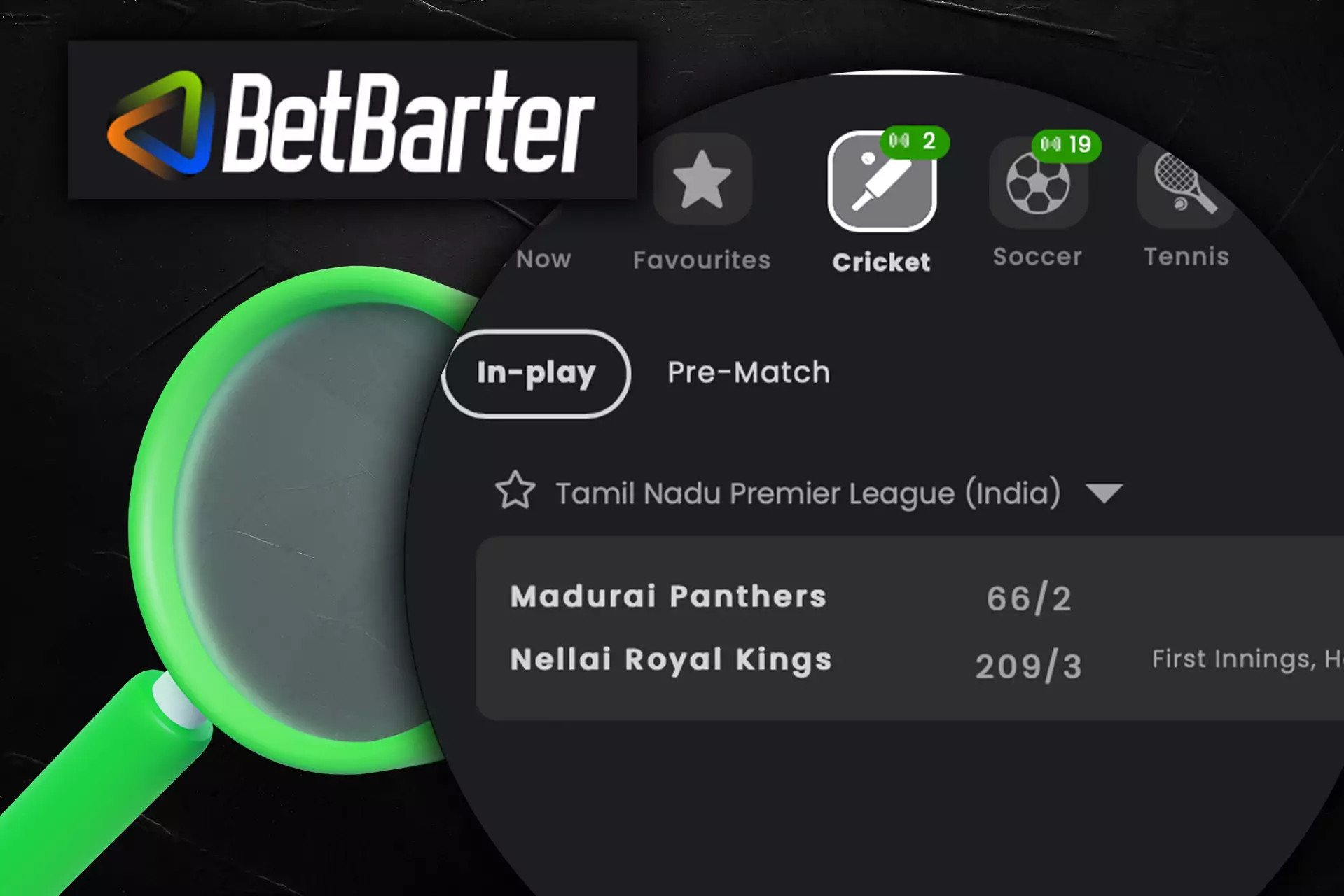 You can place bets beforehand in the line section on the Betbarter site.