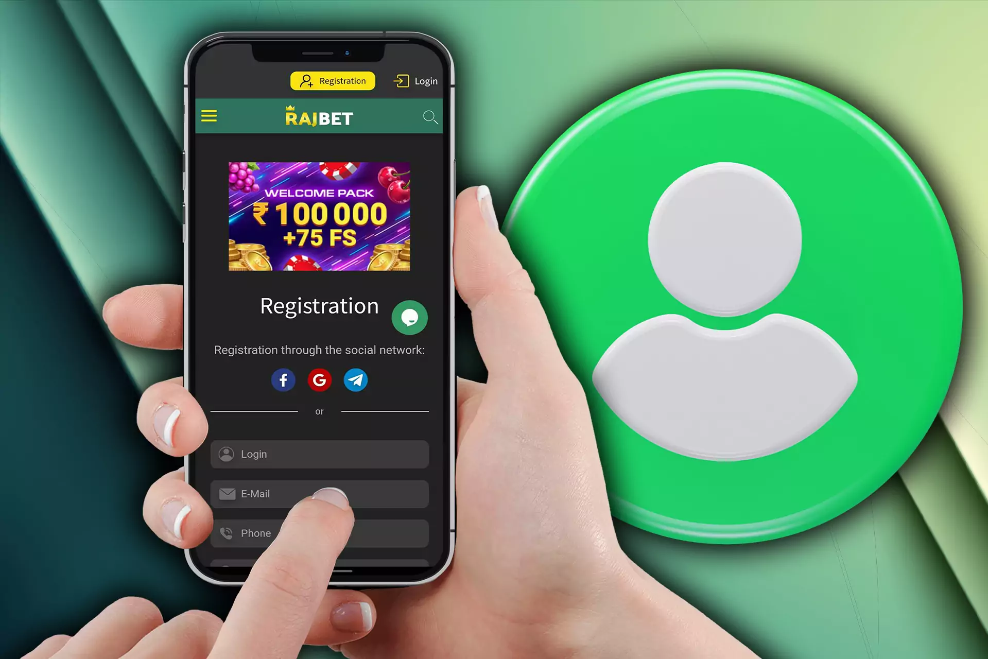 You can sign up for an account in the Rajbet app.