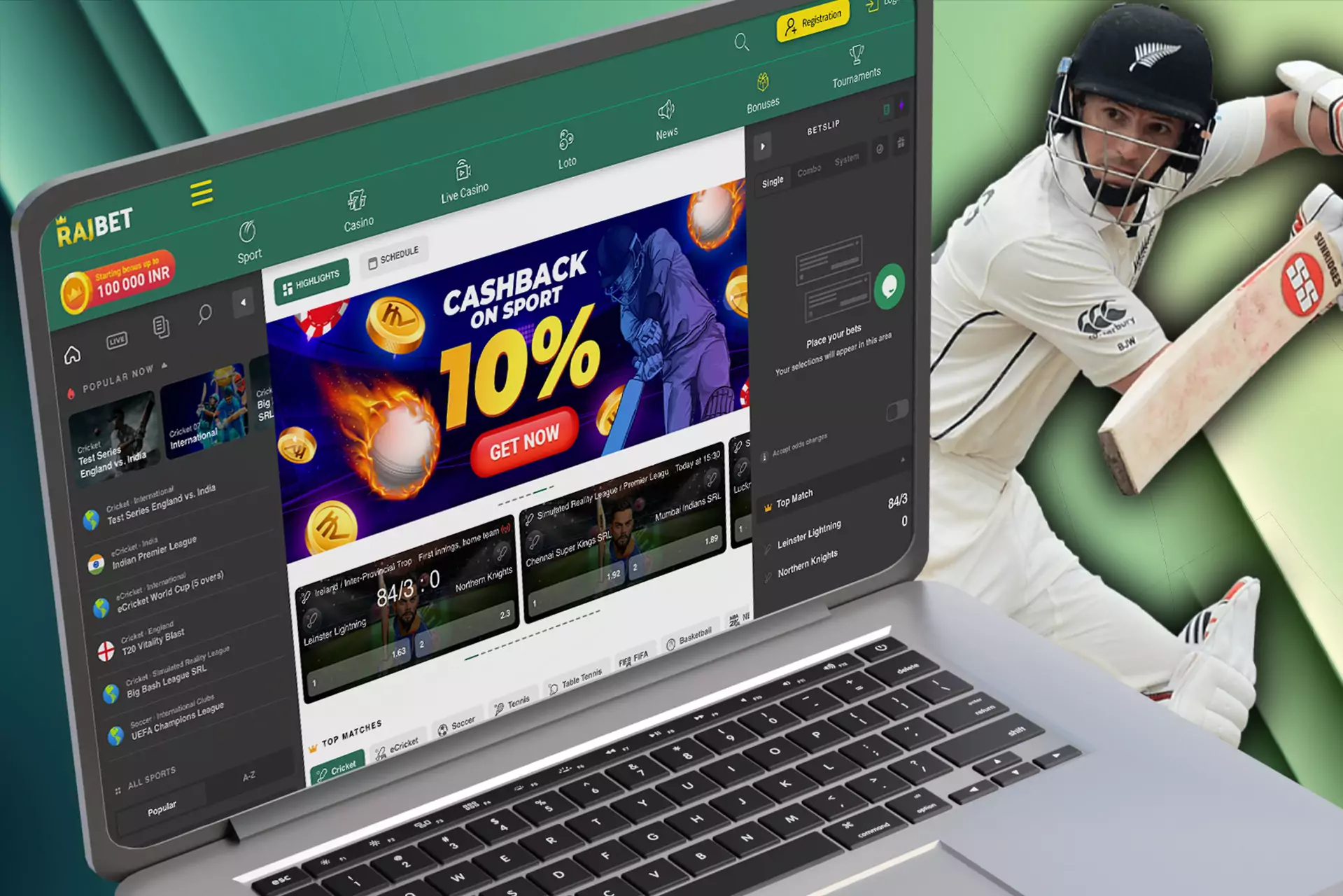 Rajbet supports online betting on various sports.