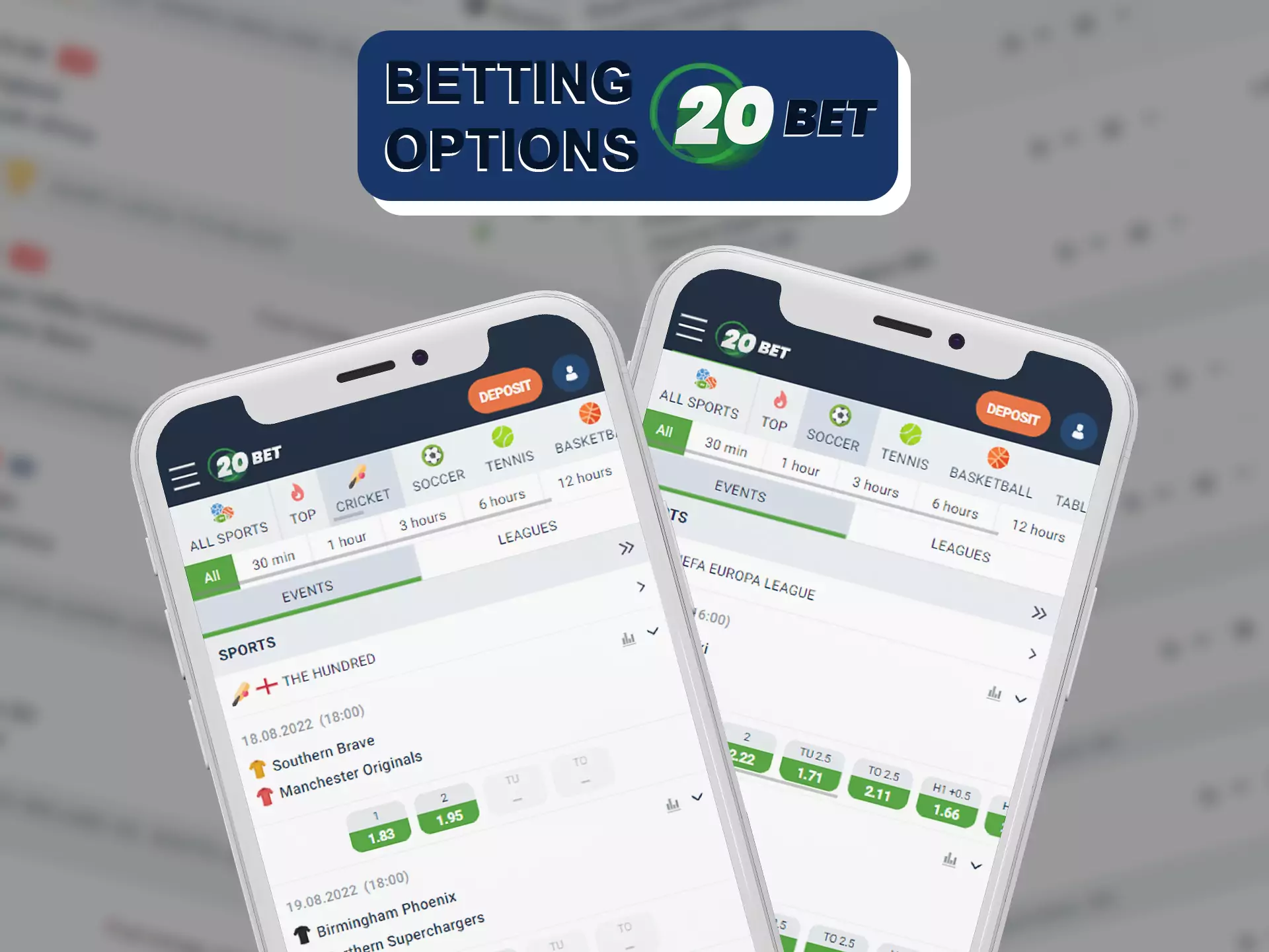 Choose how you want to bet at 20bet.