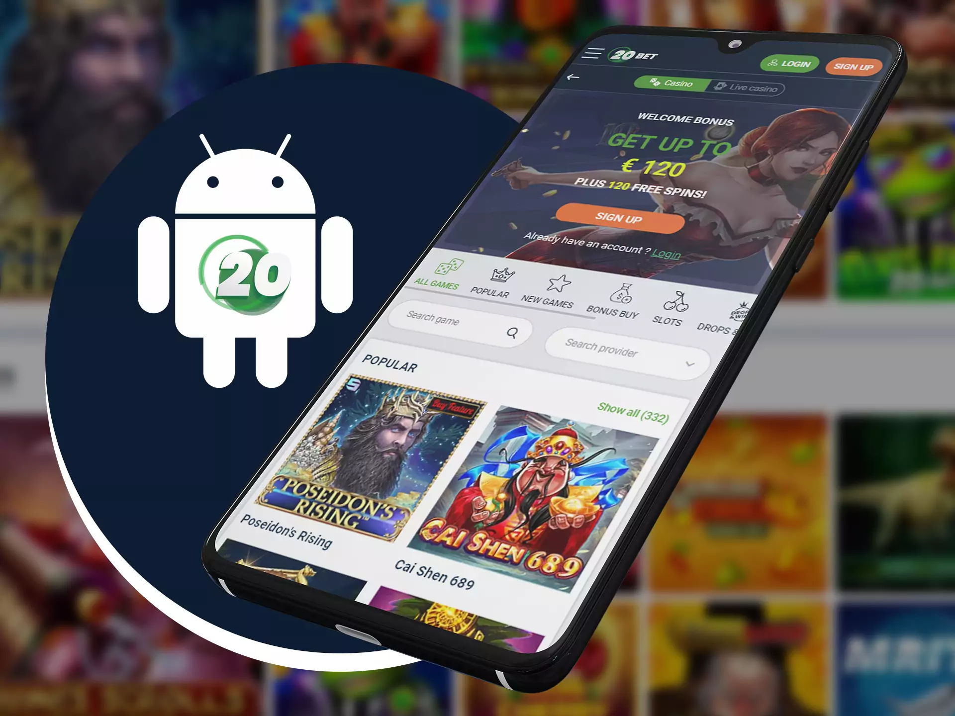 Install 20bet app on all of your android devices.