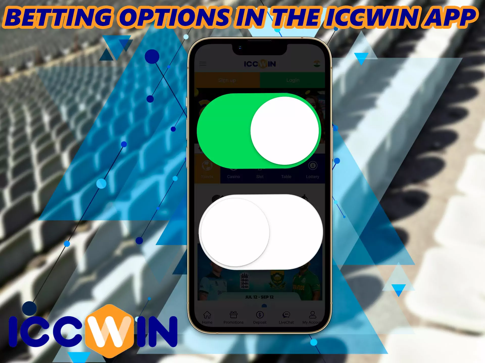 In the ICCWin app, you find many betting options.