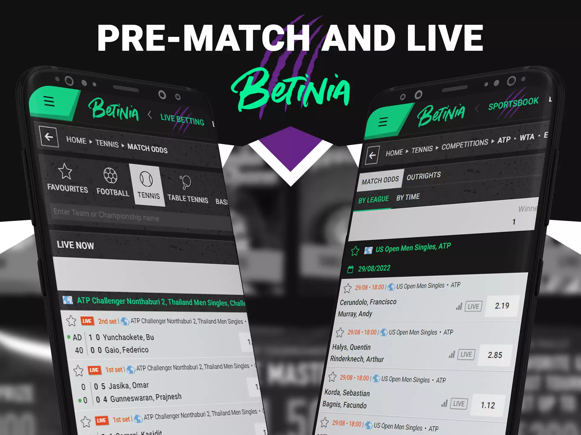 Bet how you like with Betinia app.