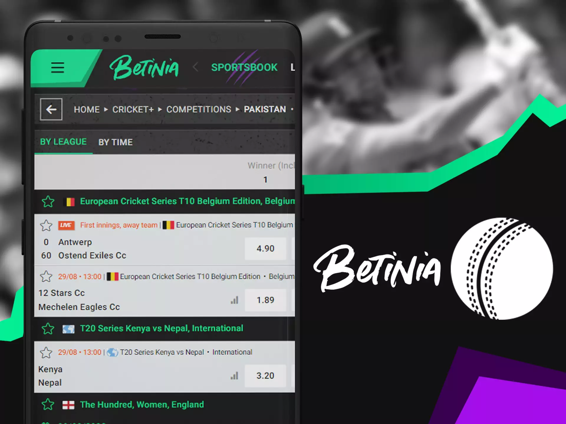Win big prizes by betting on cricket matches in the Betinia app.