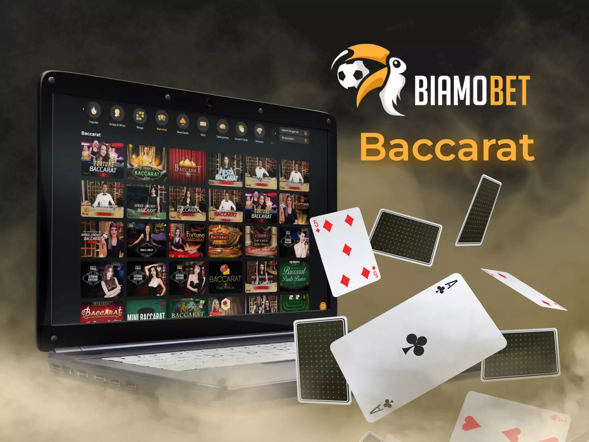 You can play the game of baccarat in the Biamobet Casino.