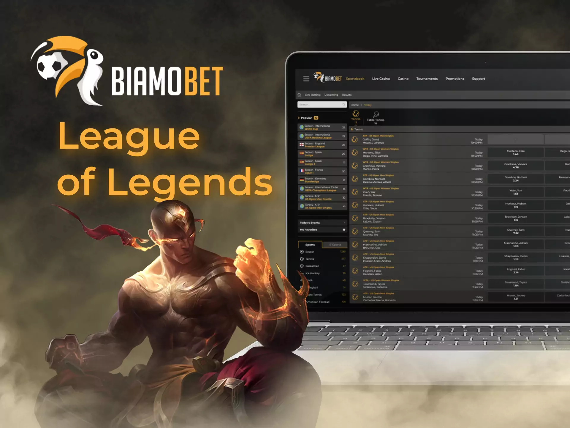 If you like the League of Legends, you can bet on a match on Biamobet.