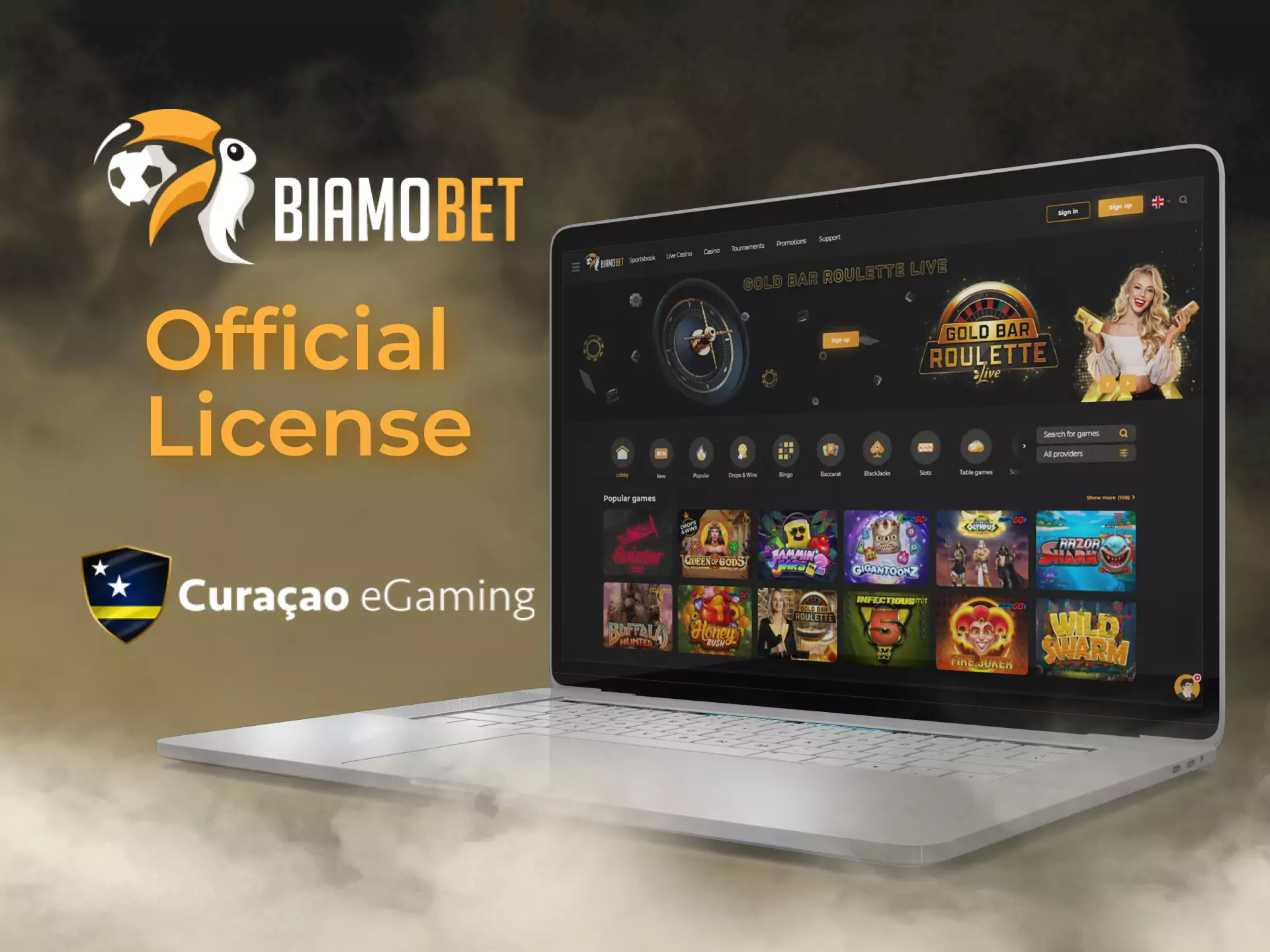 The bookmaker of Biamobet has the Curacao license and works legally.