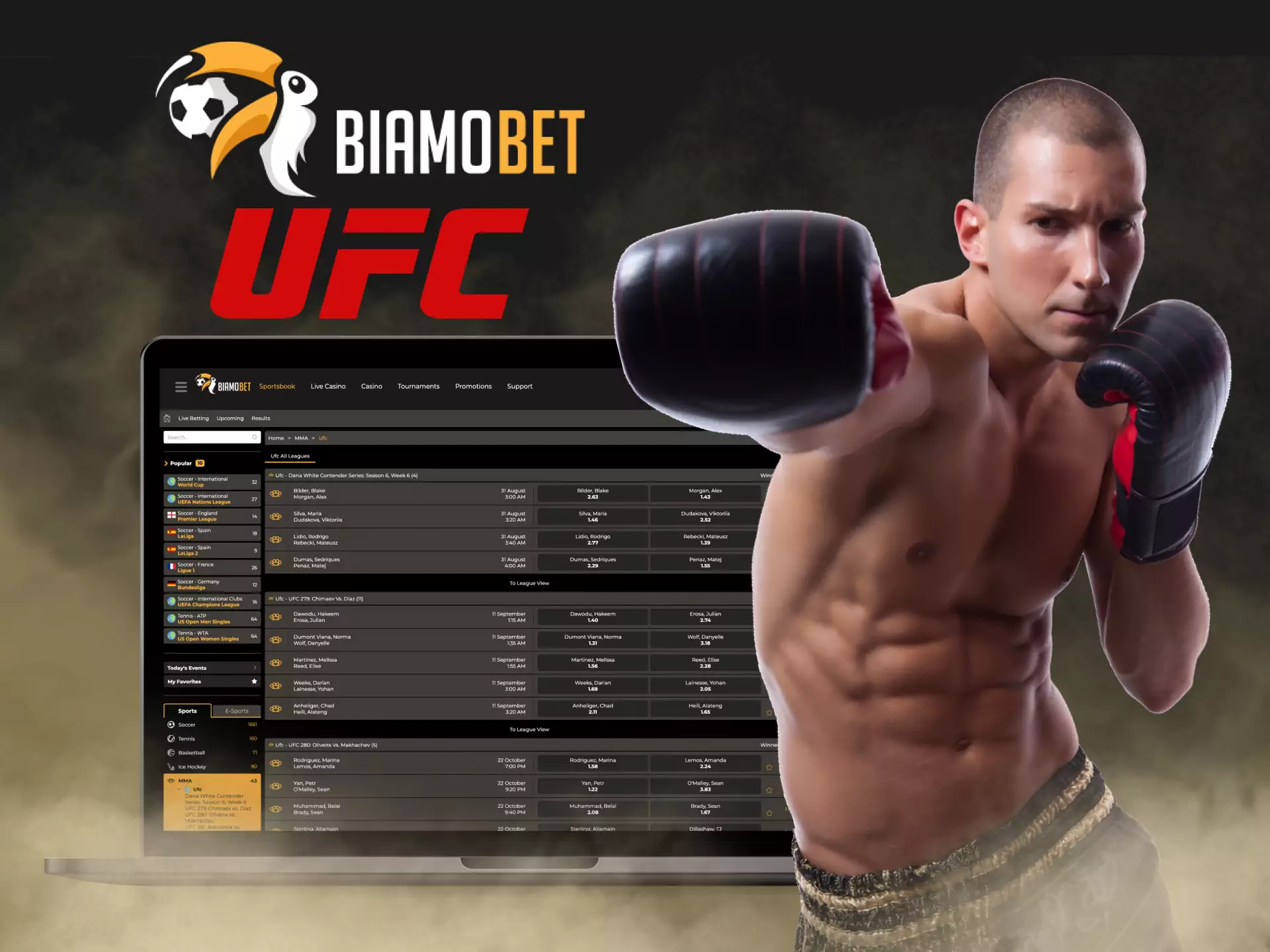 You can place a bet on UFC fights on the Biamobet website.