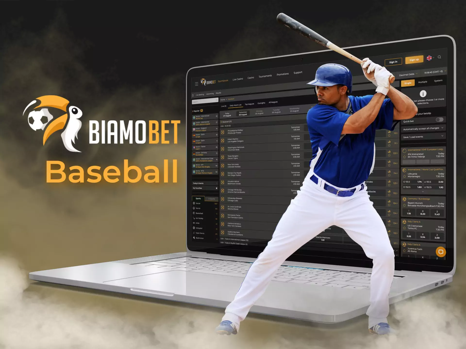 You can place a bet on baseball matches on Biamobet.