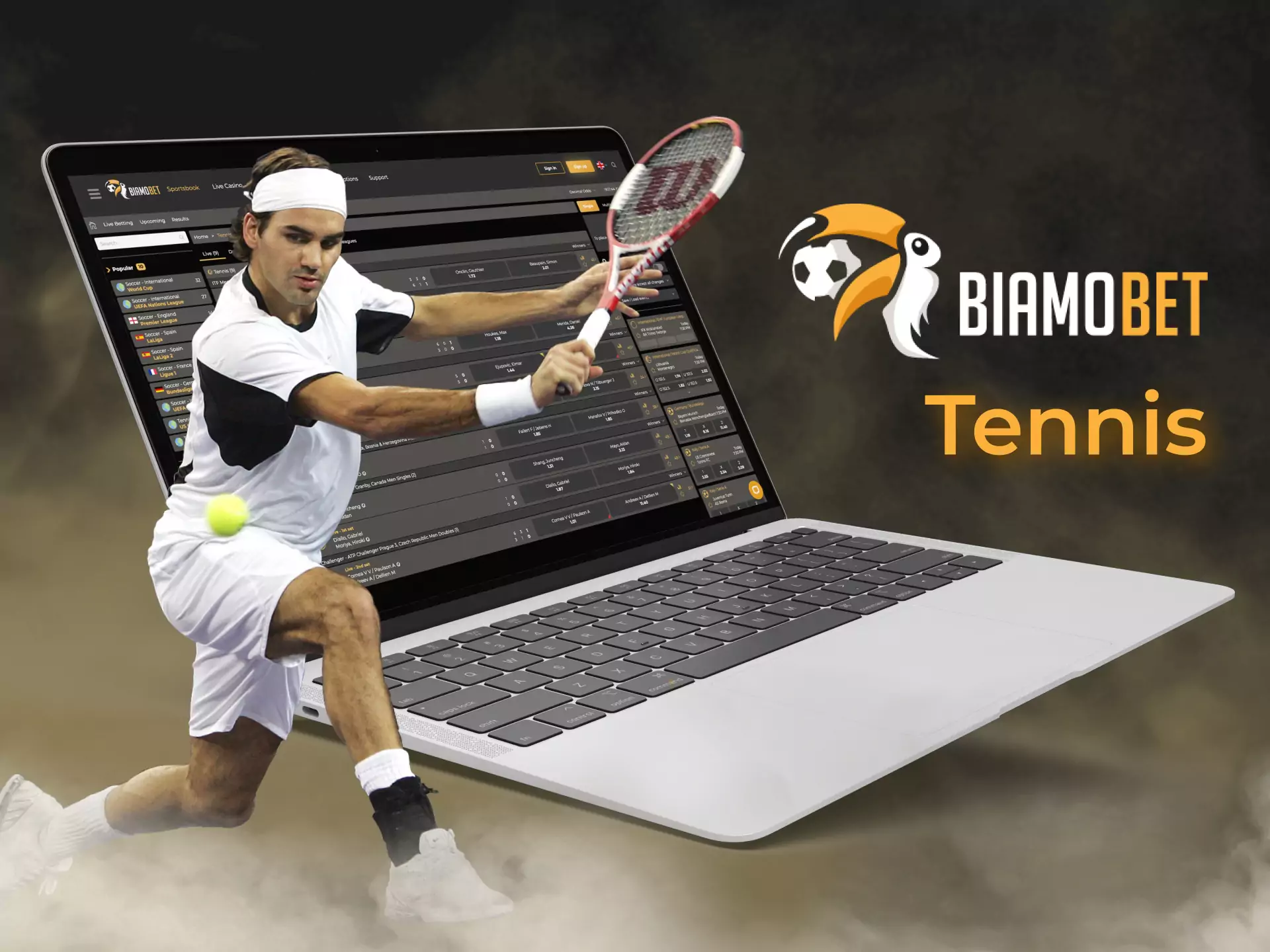 You can place a bet on tennis matches on the Biamobet website.