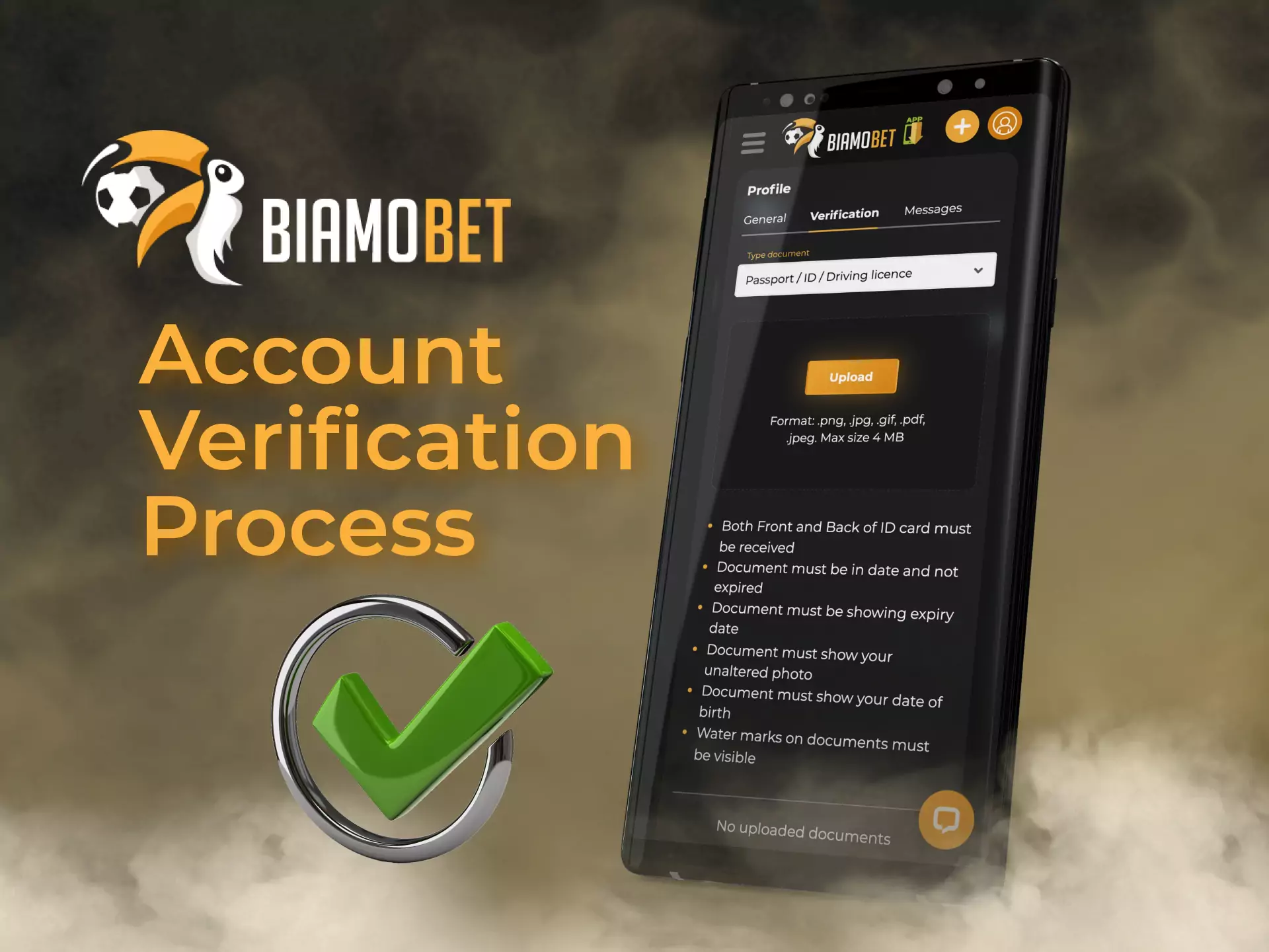 After you created an account, verify it with your documents.
