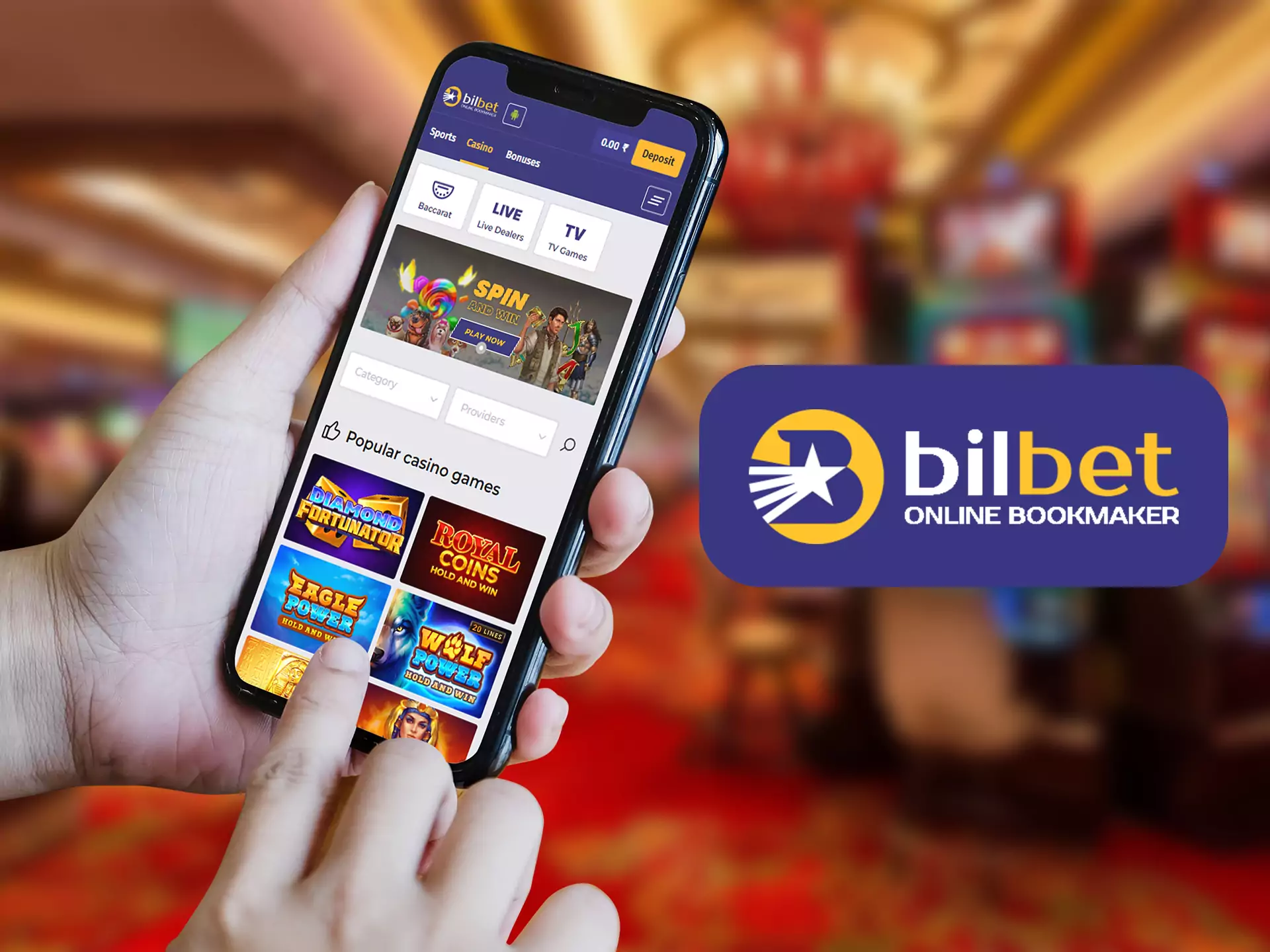 Play Bilbet casino games with you phone.