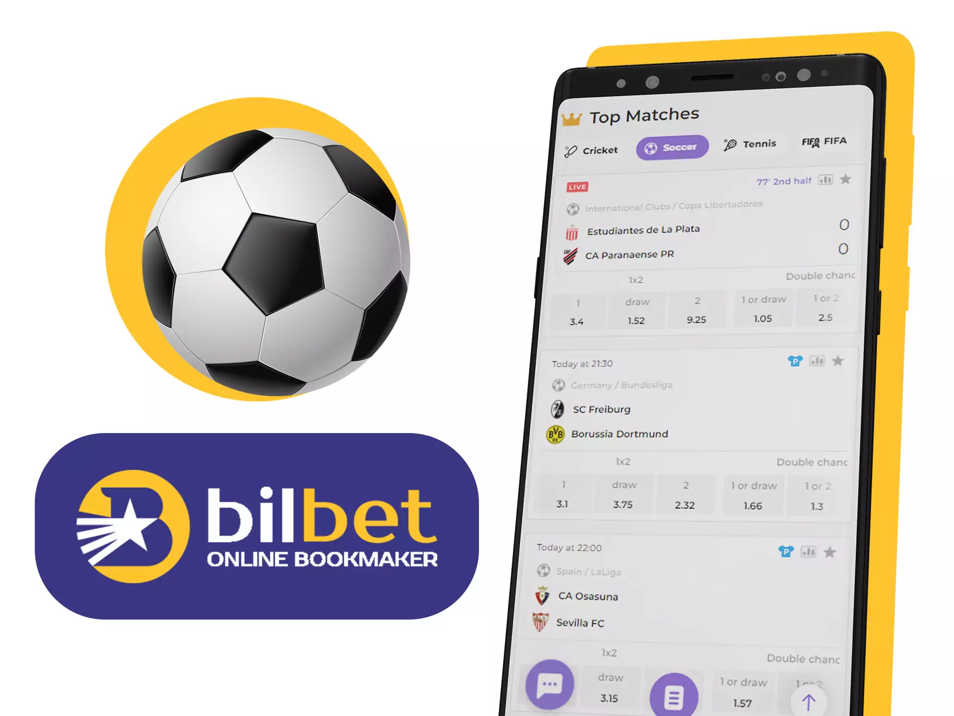 Watch footbal matches in Belbet app.