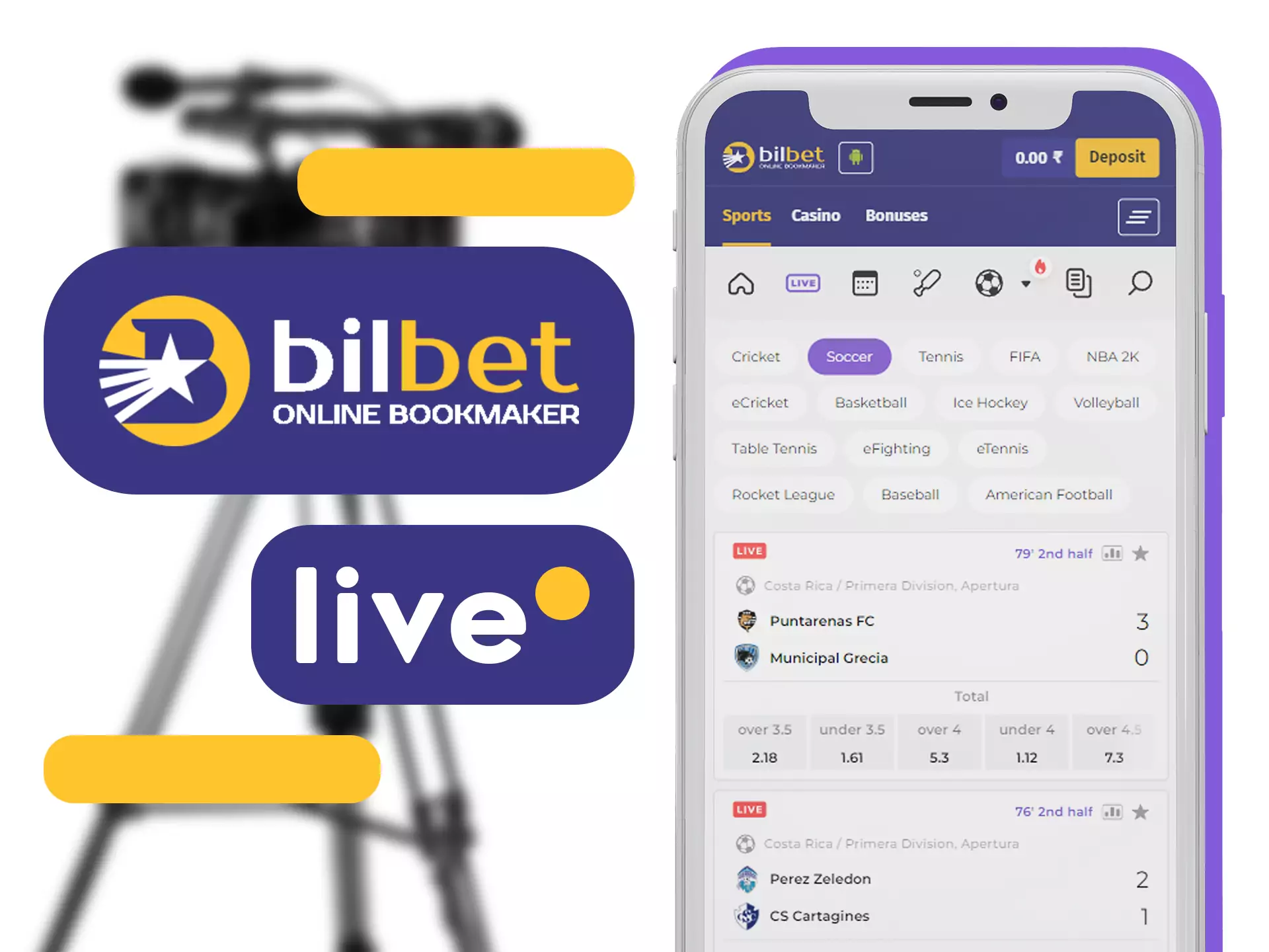 Bet in live format in Bilbet app.