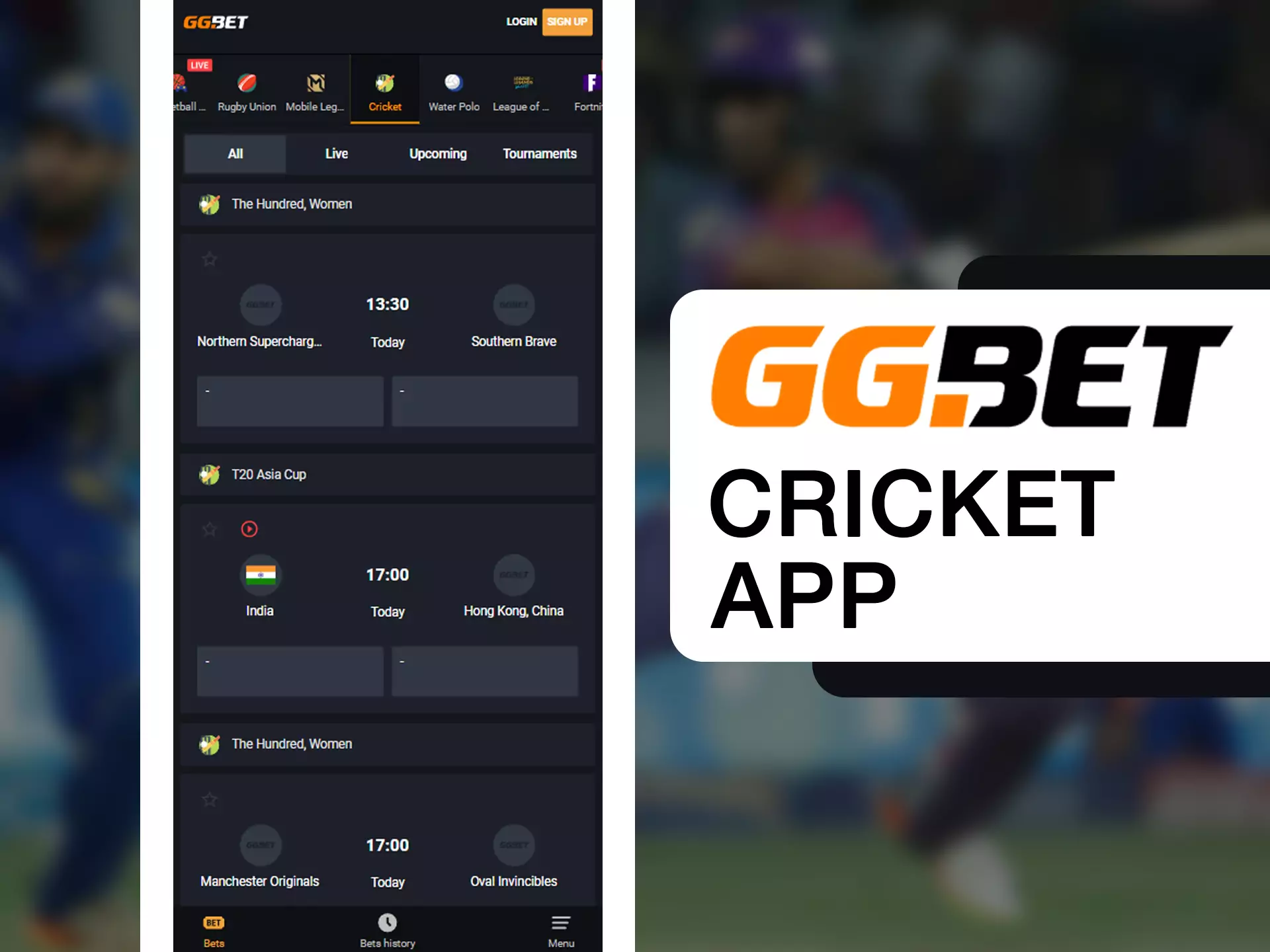 Bet on best cricket teams via GGBet app.