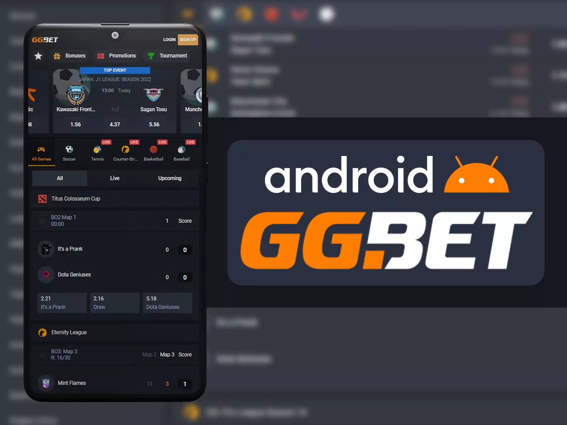 Download the apk file from official GGBet website.