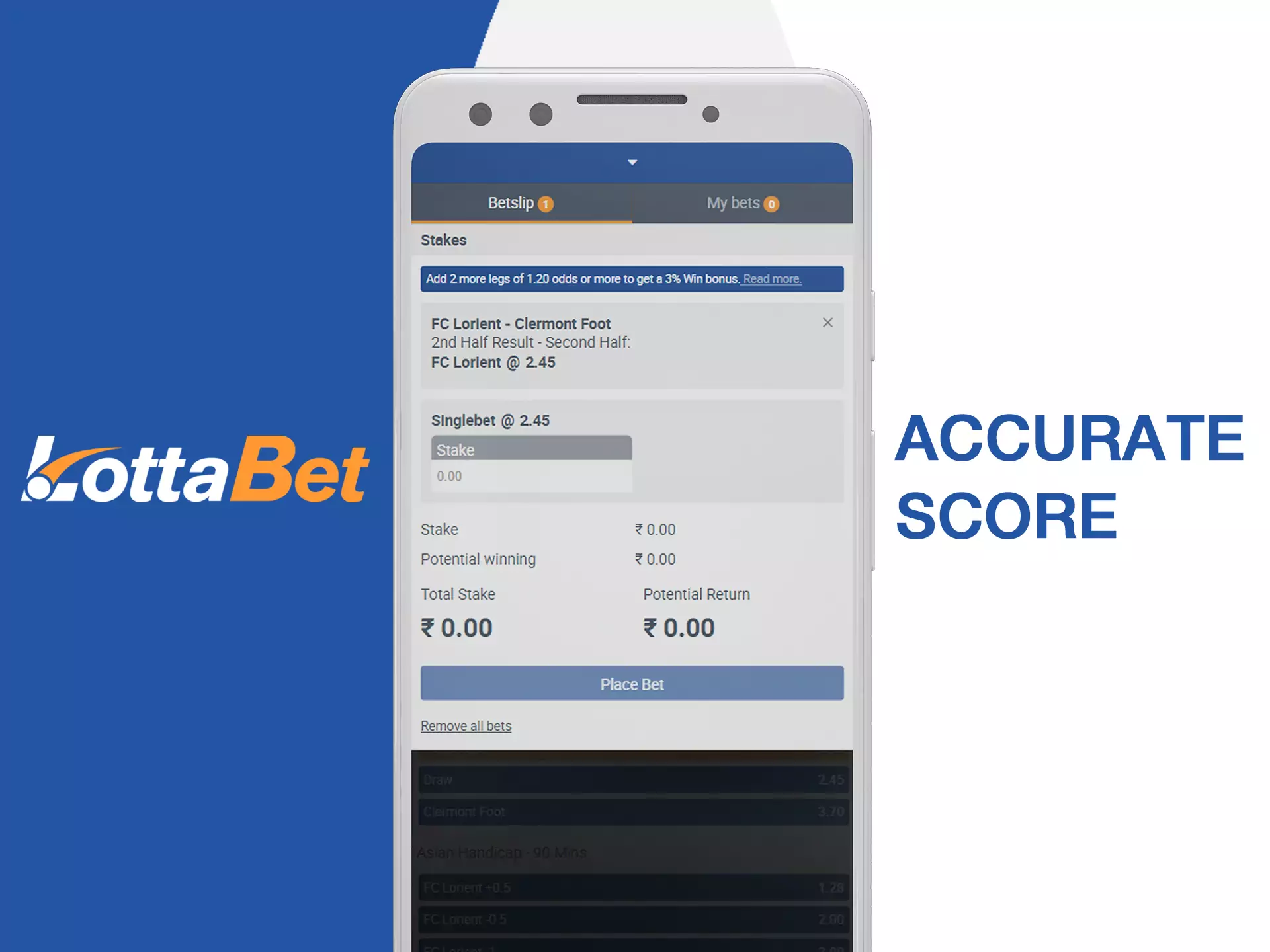 Choose best odds to bet on in Lottabet app.