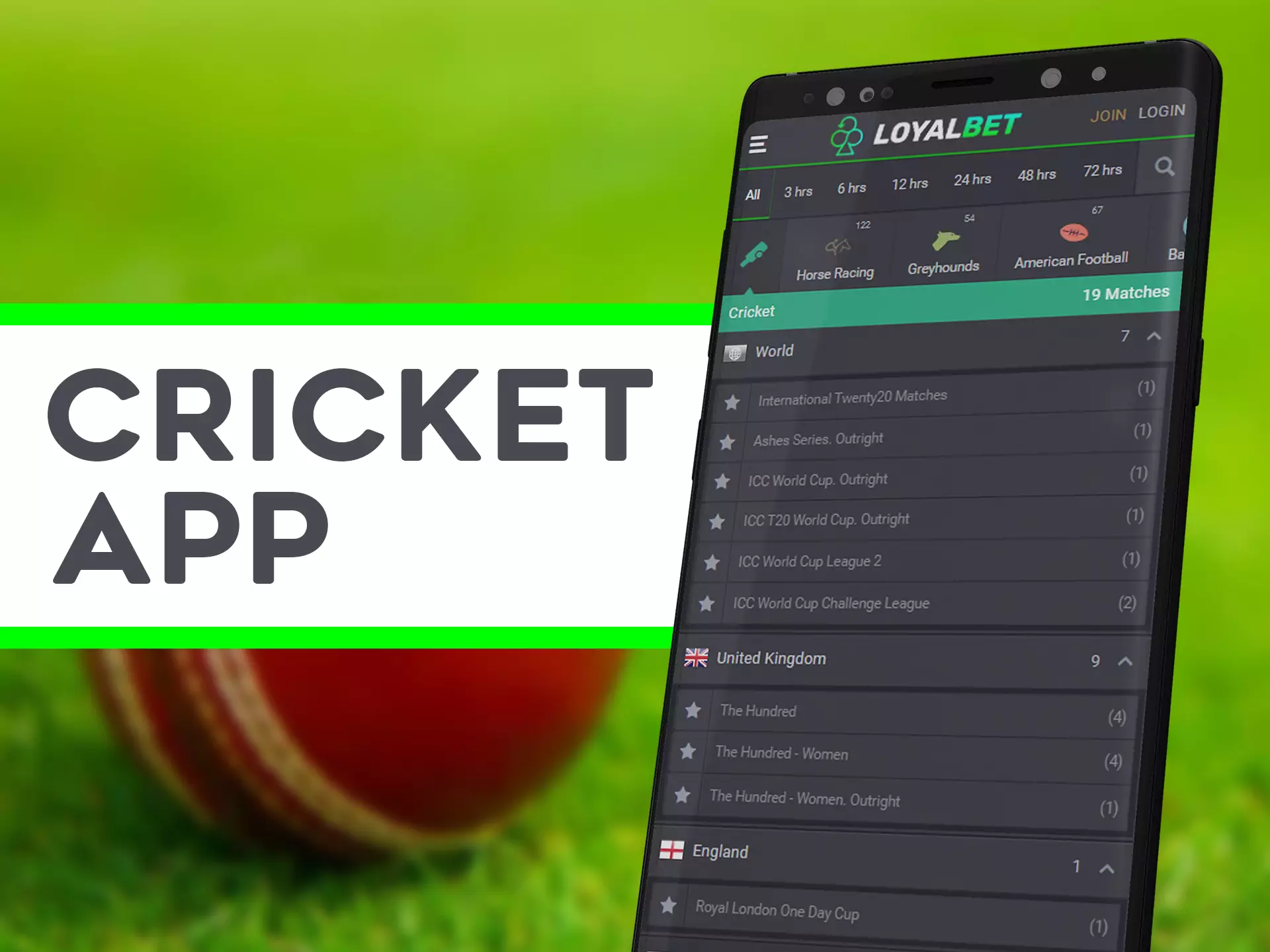 Watch and bet on cricket games in app.