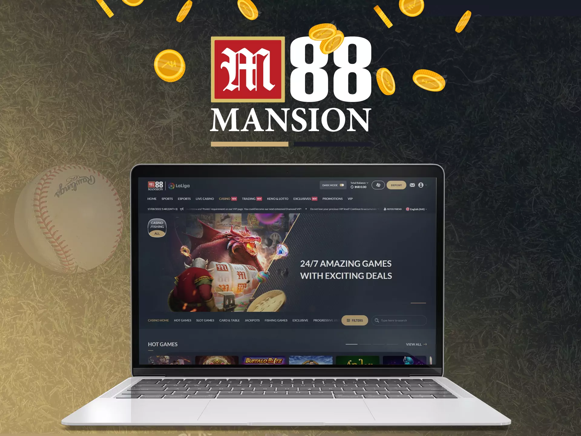 Besides betting, you can play casino games on M88.