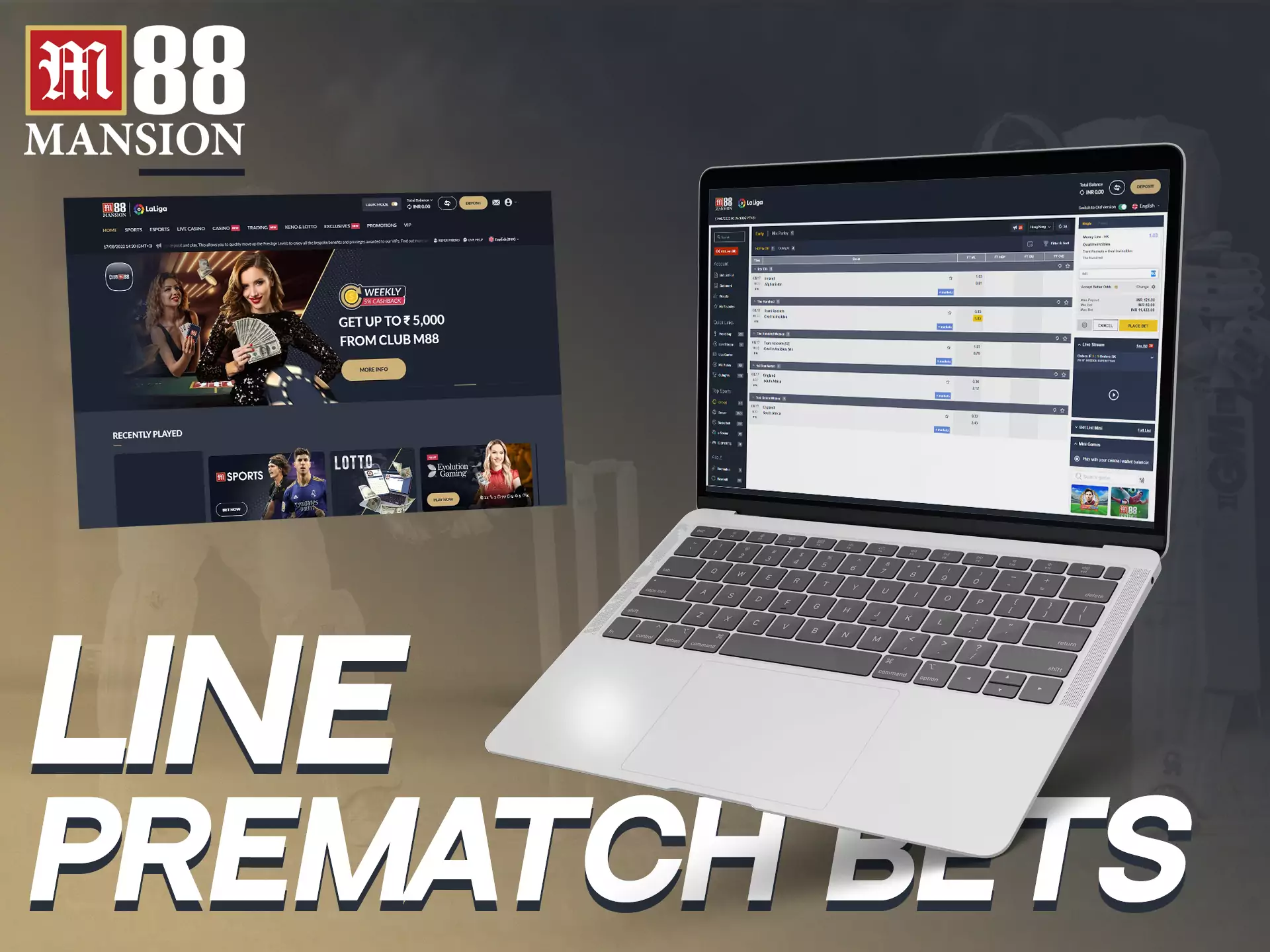 You can place a bet before a match in the line section on M88's sportsbook.