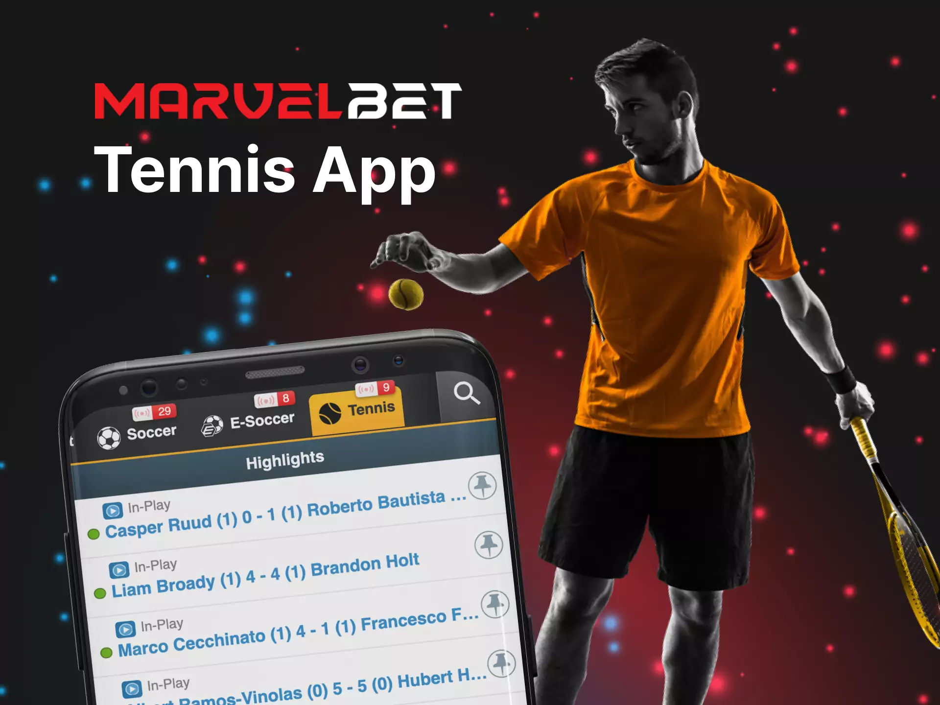 Betting on tennis is popular on Marvelbet as well.