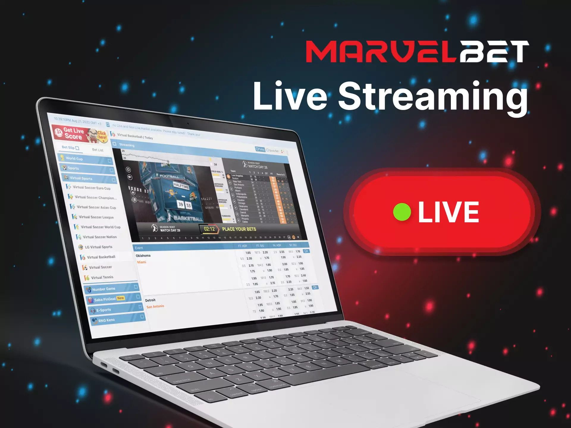 Follow the match on the Marvelbet Live Streaming.