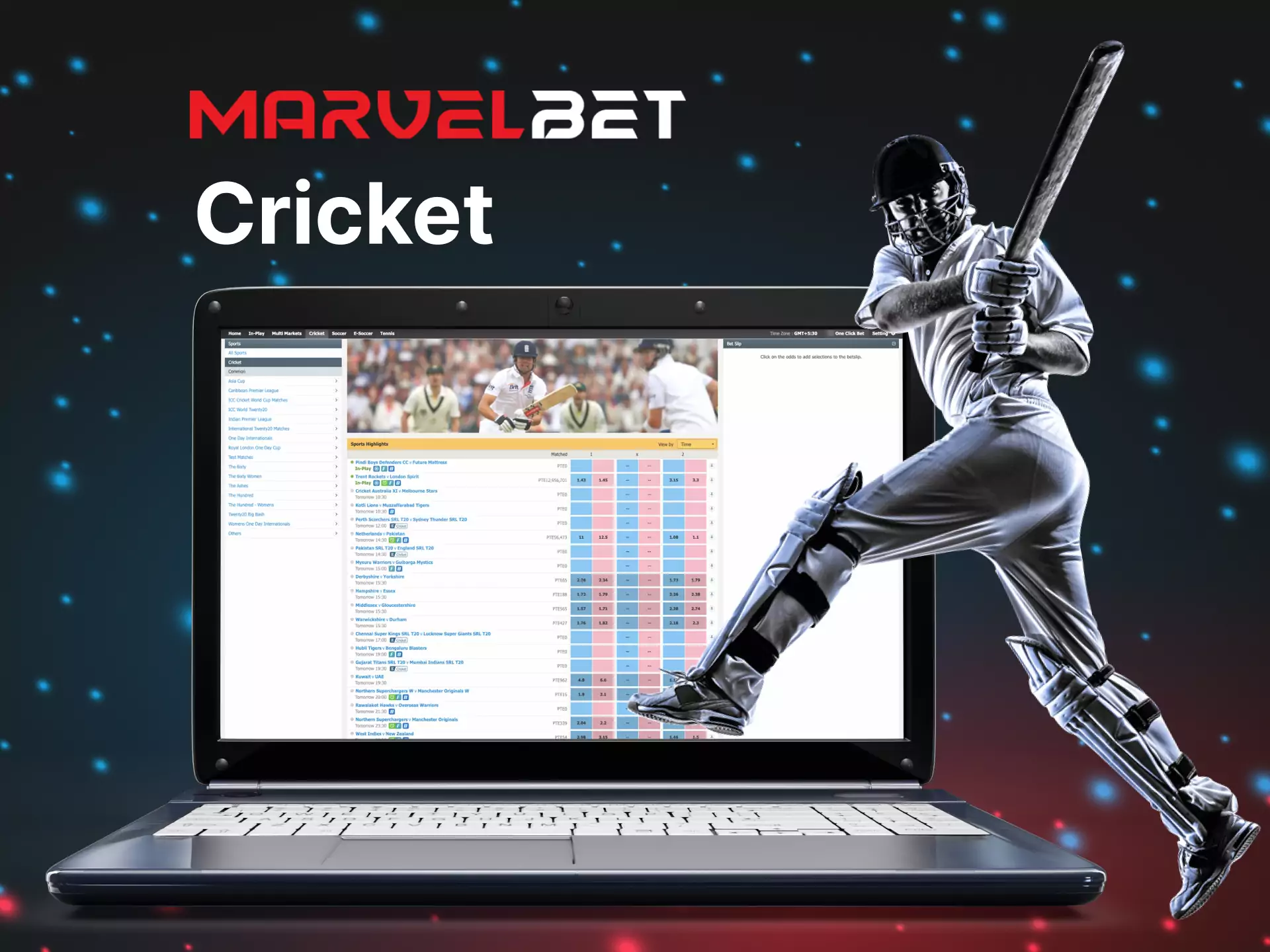 Cricket betting is the most popular activity on Marvelbet among Indian users.