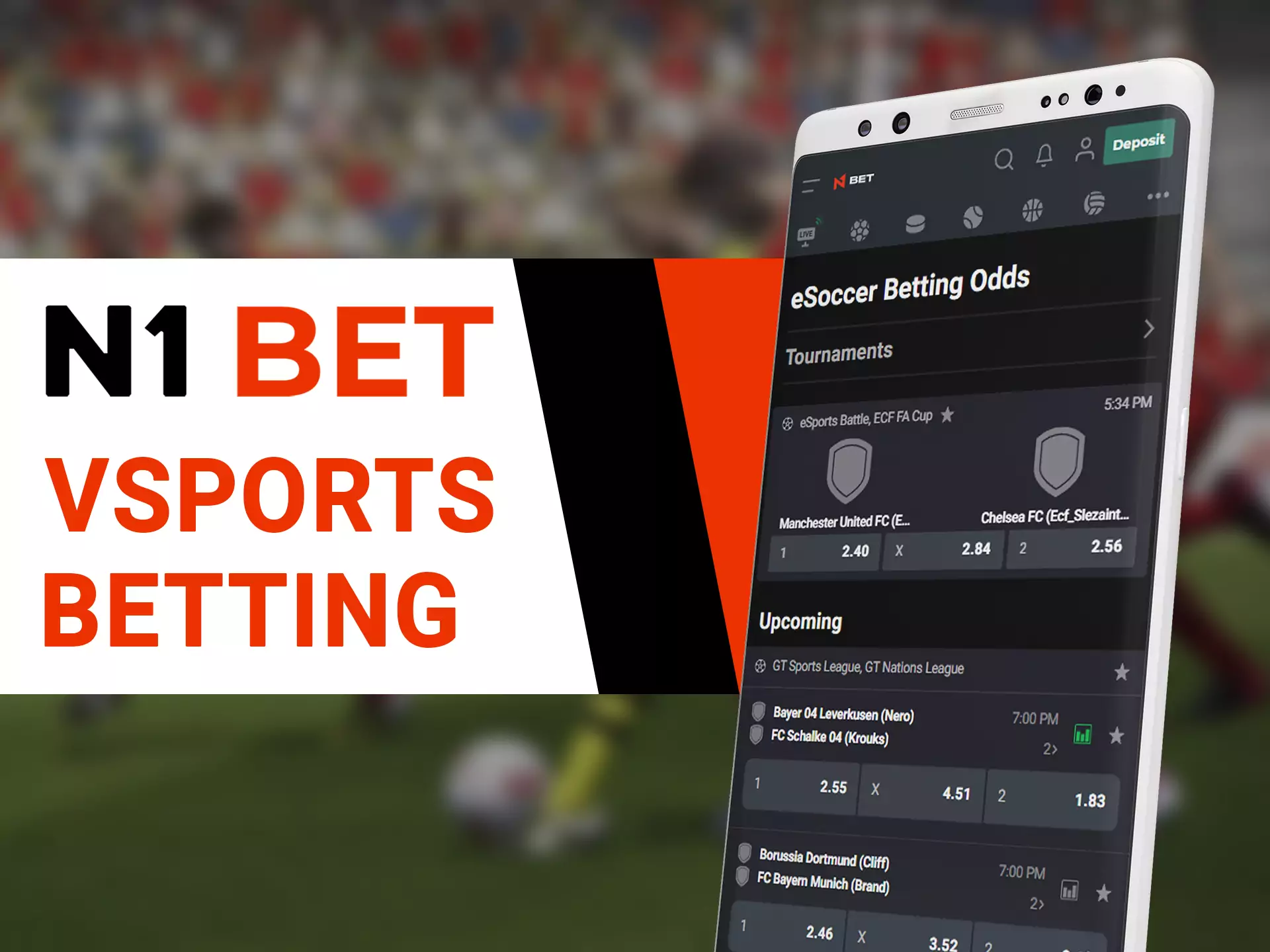 Bet on virtual sports using N1Bet app and win big prizes.