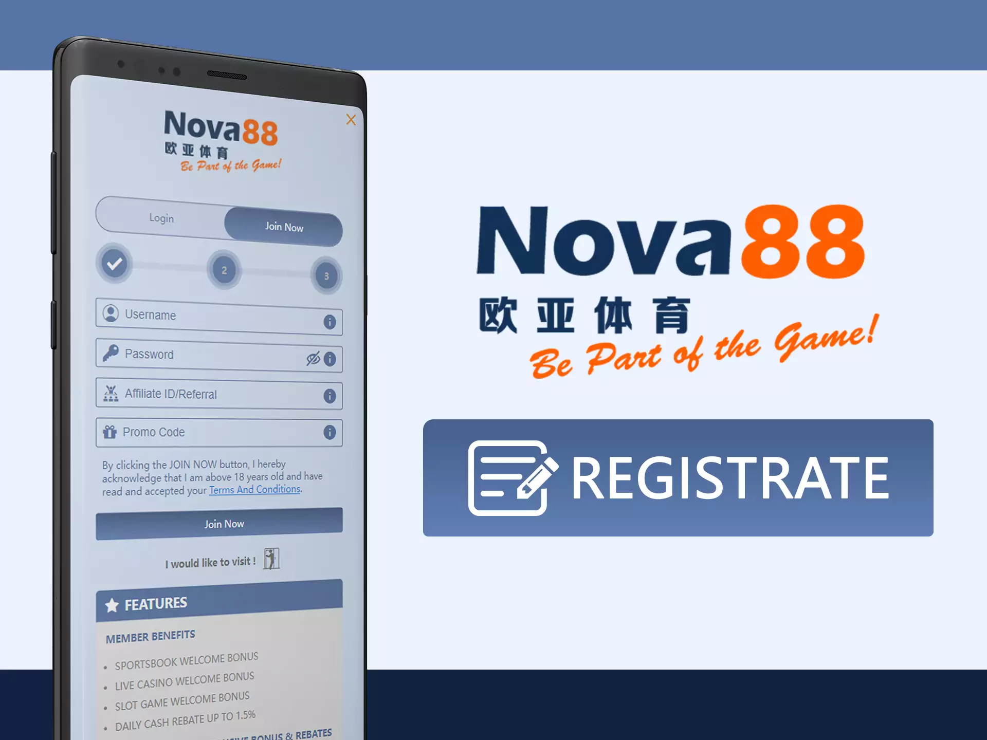 Registering with Nova88 app does not take much time.