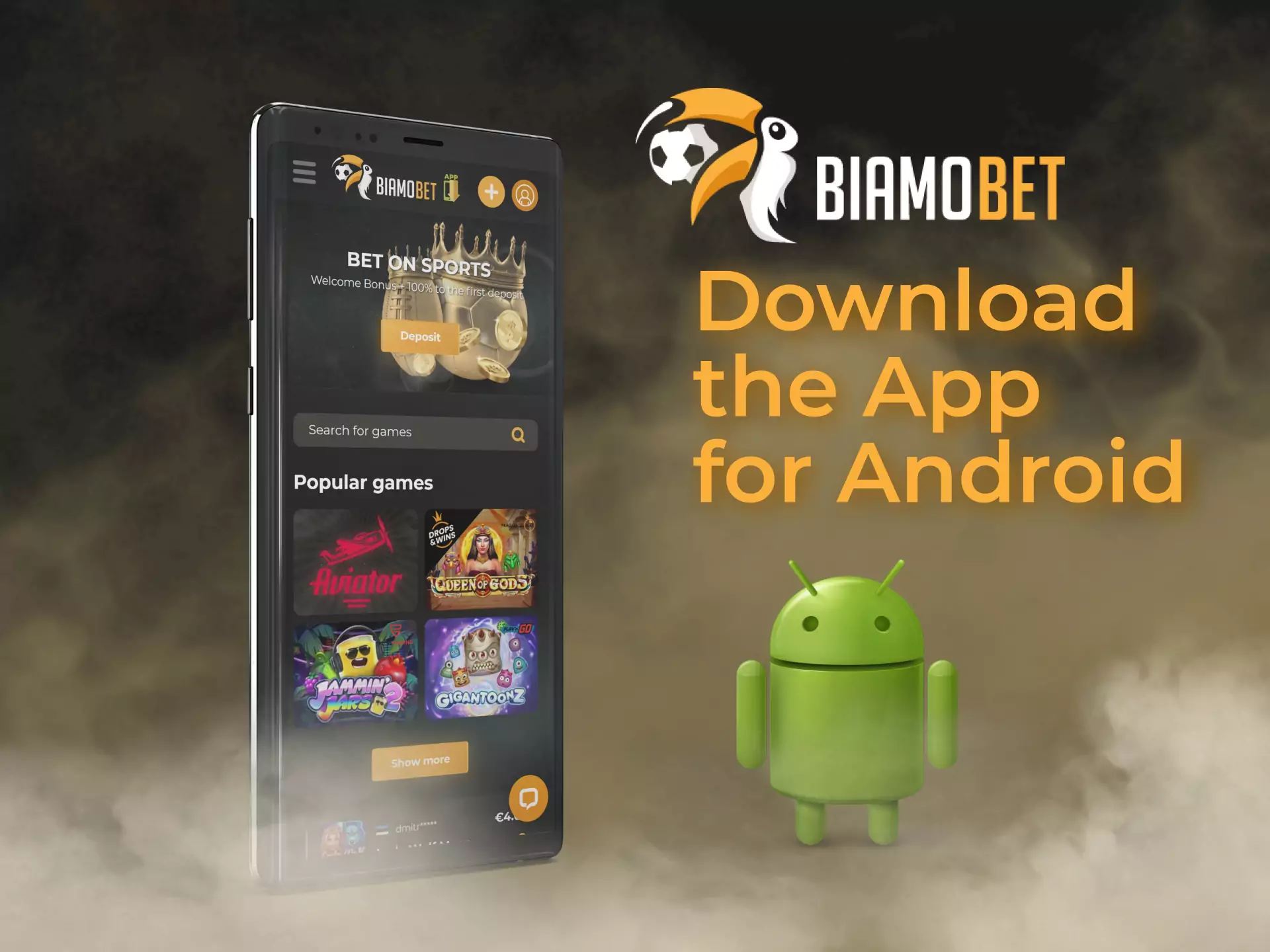 Visit the official Biamobet app to download the apk file.