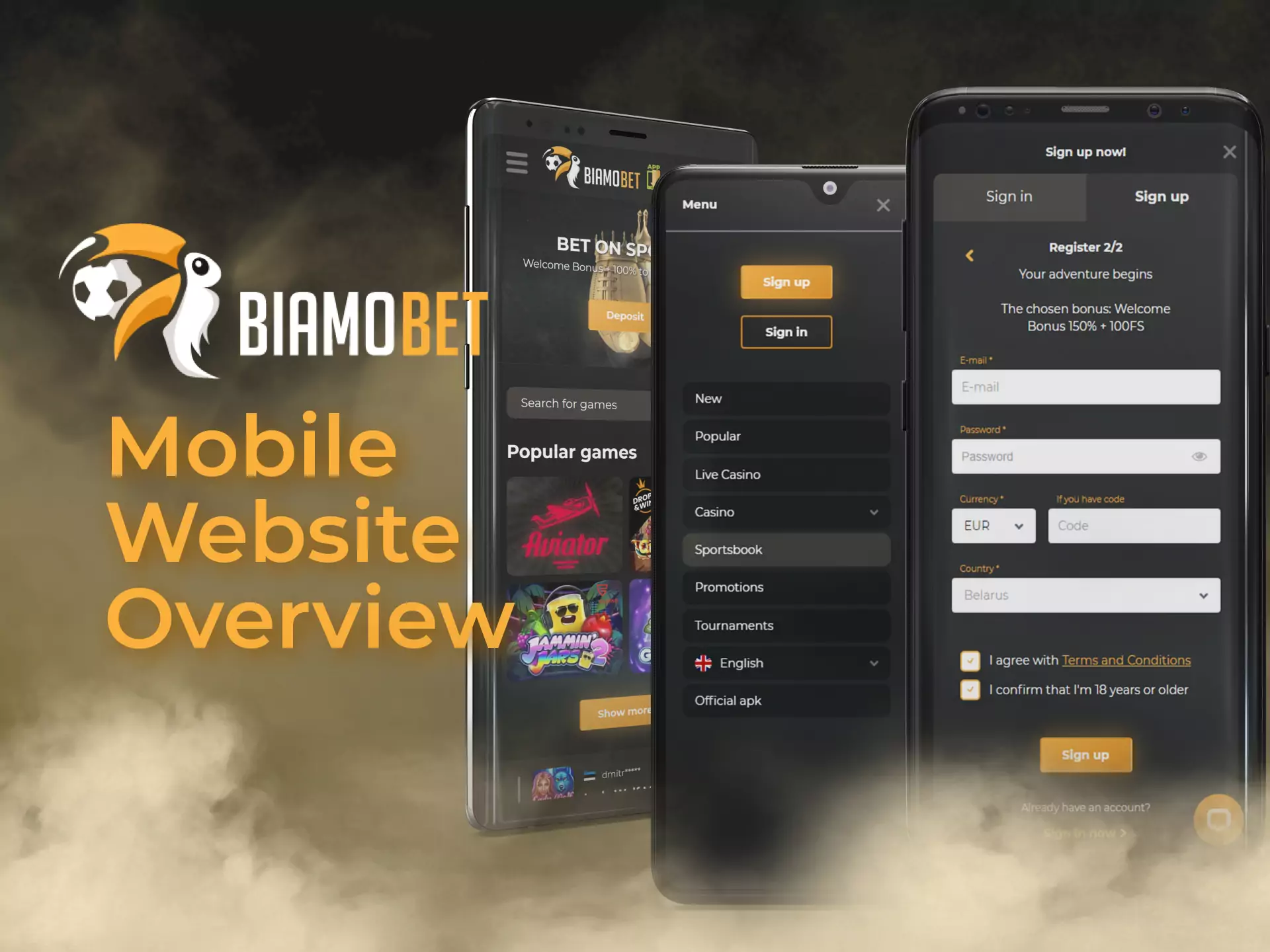 Besides apps, you can place bets on the Biamobet mobile website.