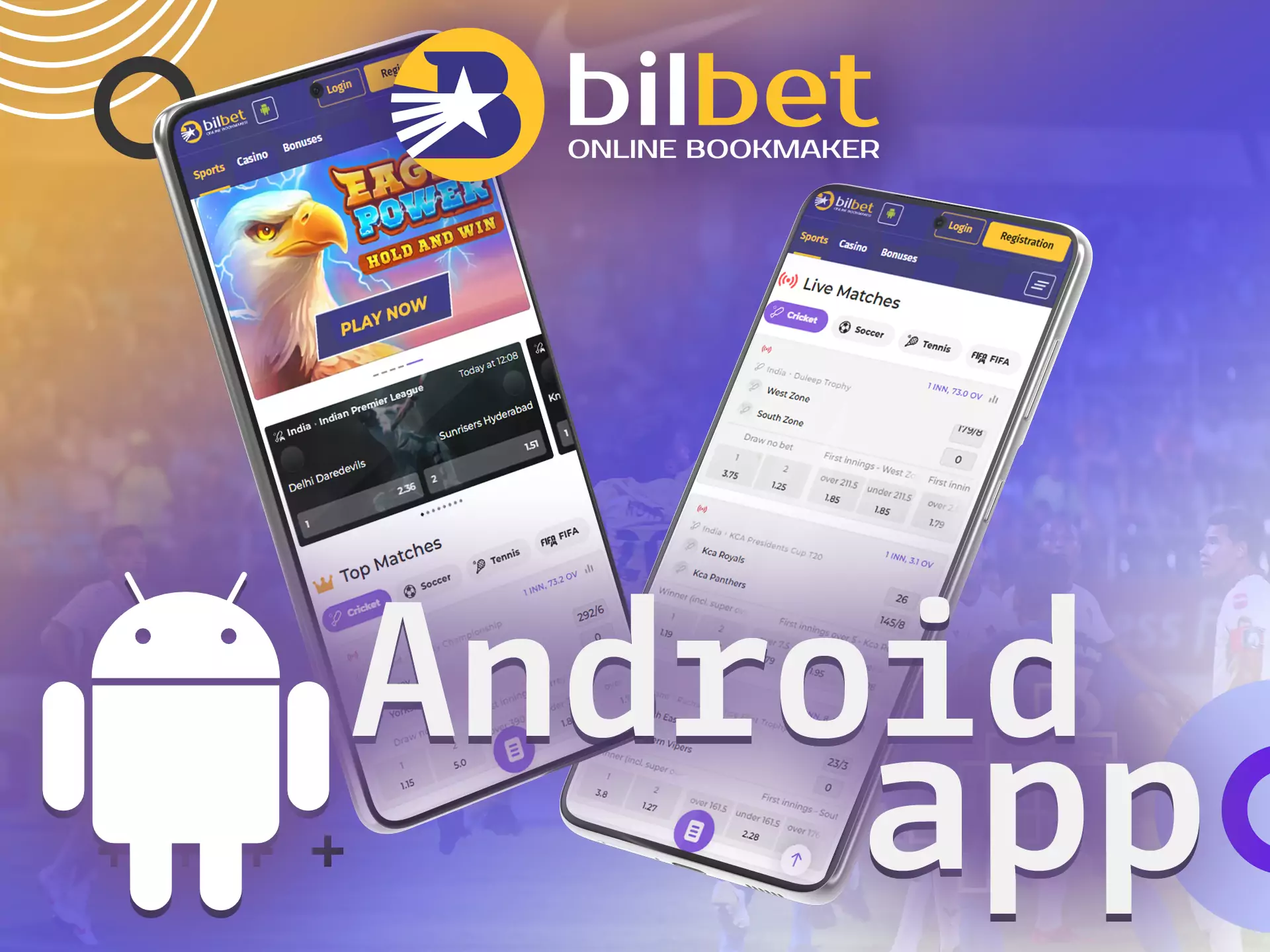 To bet on Bilbet from a smartphone, you should install the app for Android.