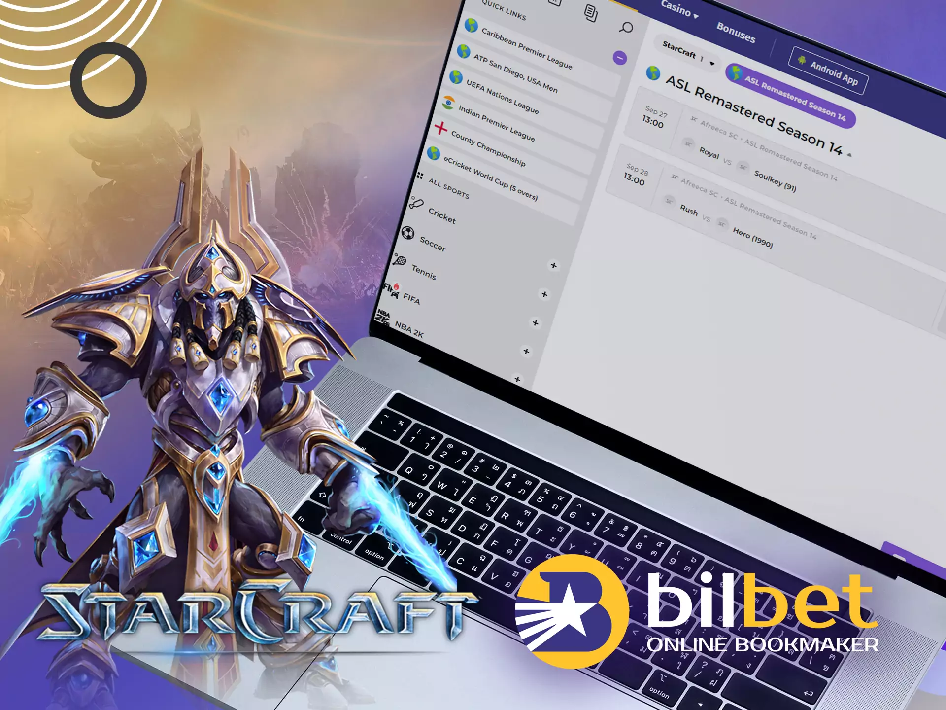 Starcraft 2 is widely presented in the Bilbet sportsbook.