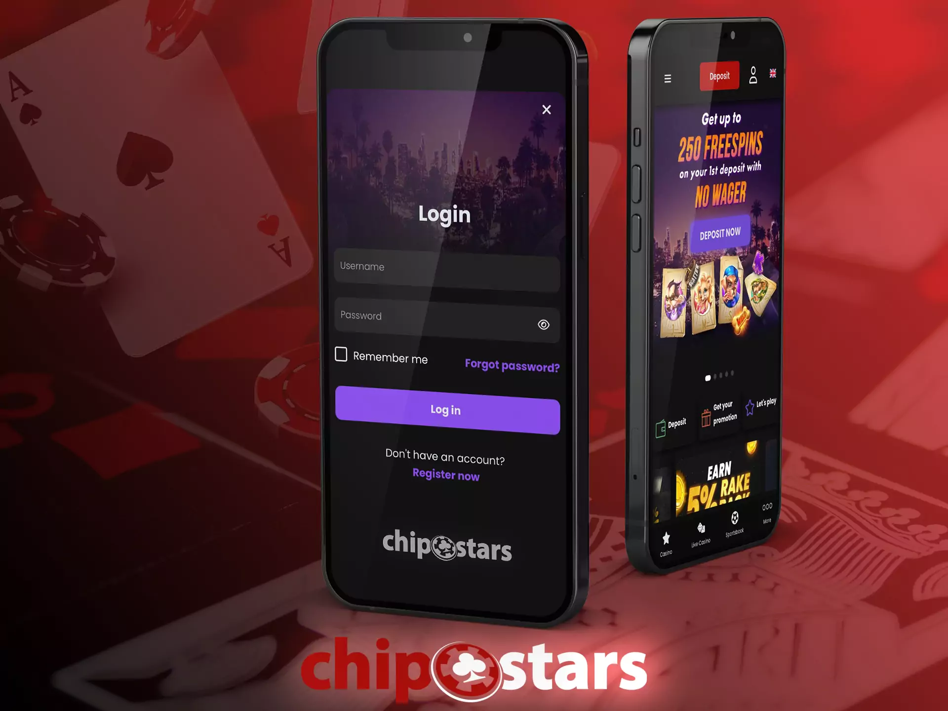 Run the Chipstars site and use your username and password to log in.