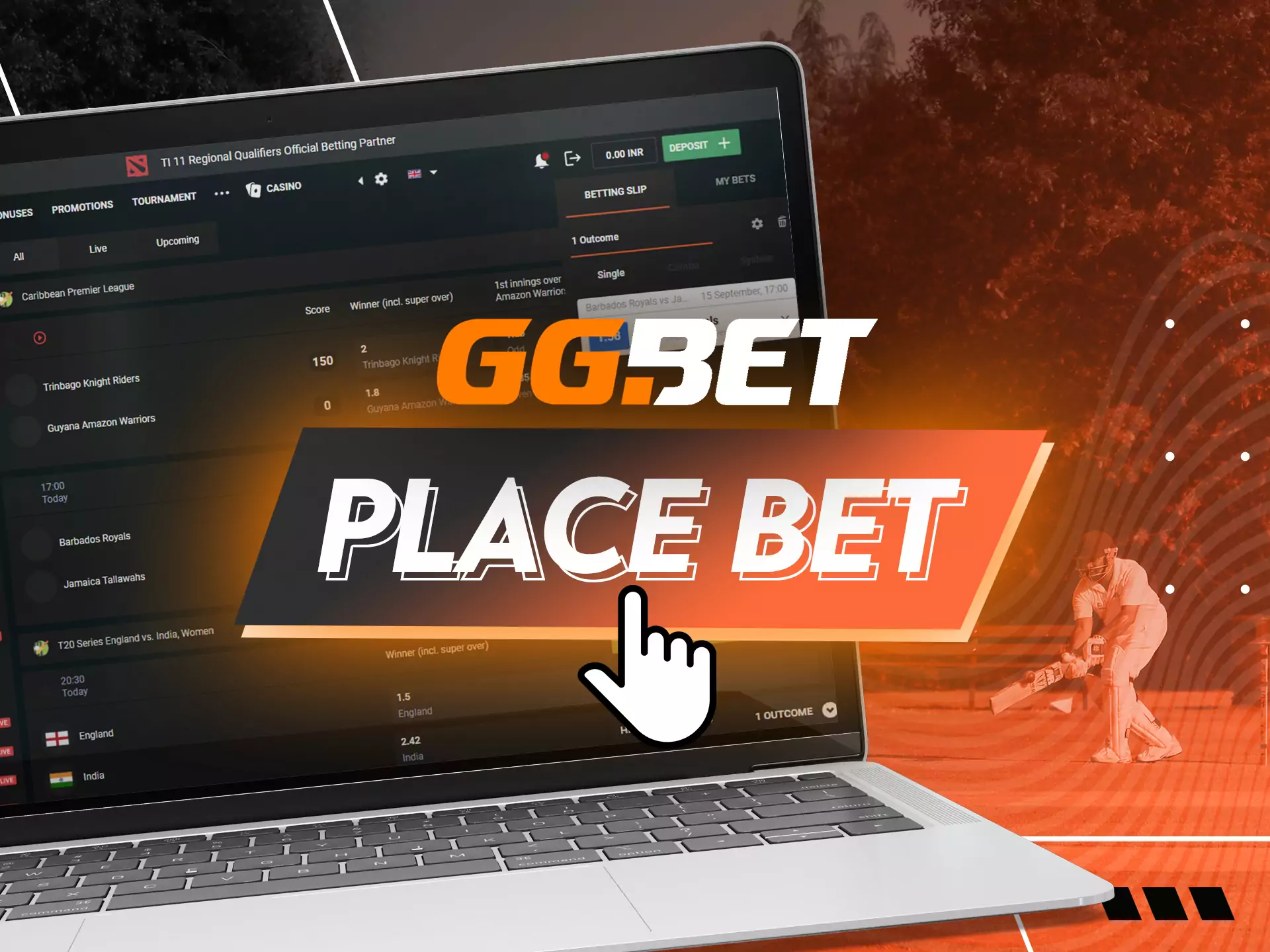 Choose a match, predict the outcome and place a bet on GGBet.