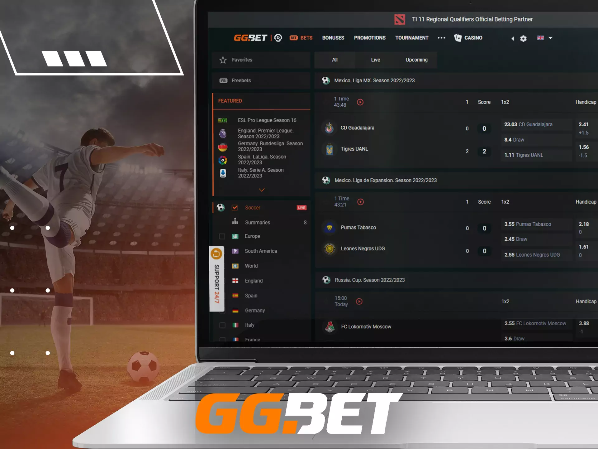 Betting on football on GGBet is widely popular on the site.