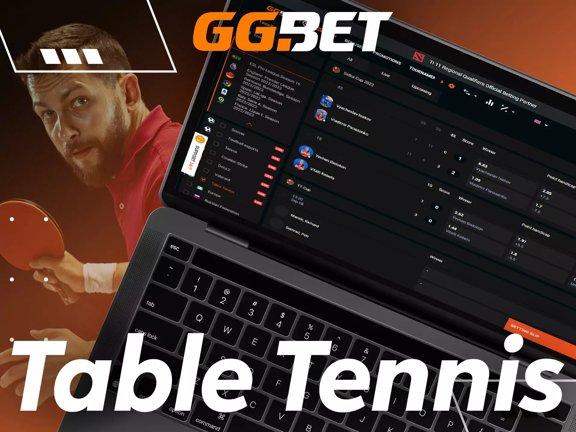 You can place bets on table tennis at GGBet.