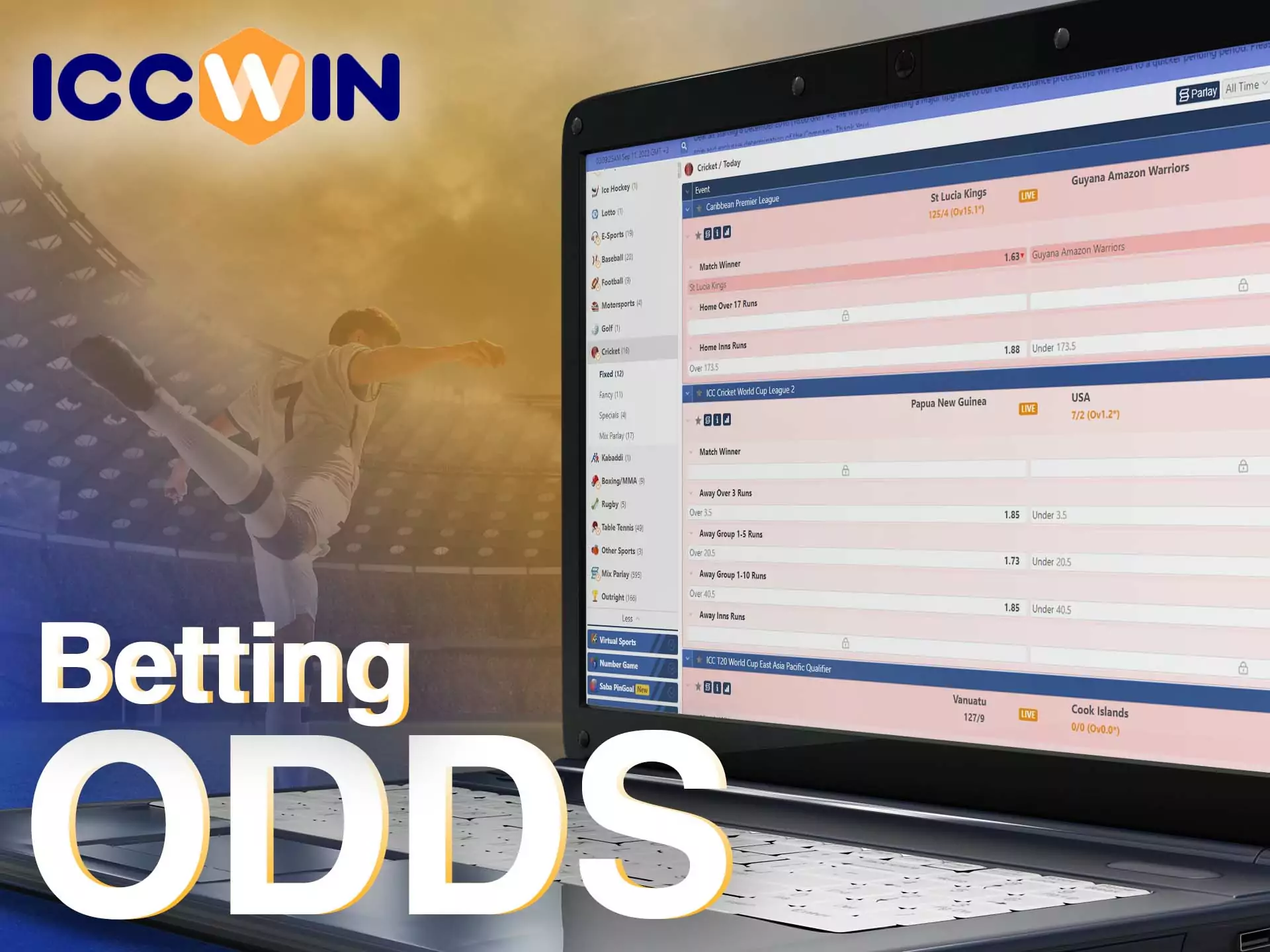 On the ICCWin website, the odds are high and quite competitive with the betting market.