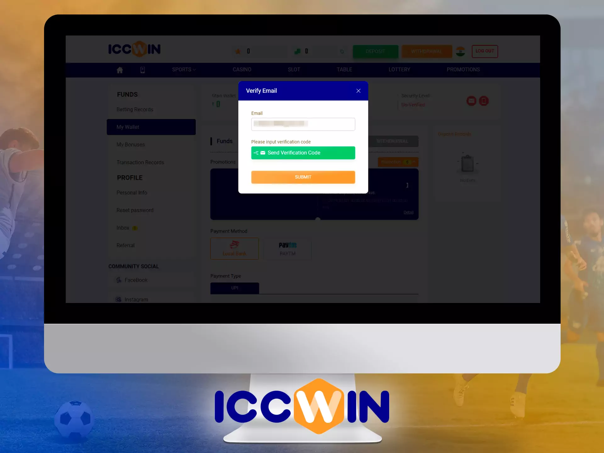 After you created an account, verify it to get access to all the features of the ICCWin site.
