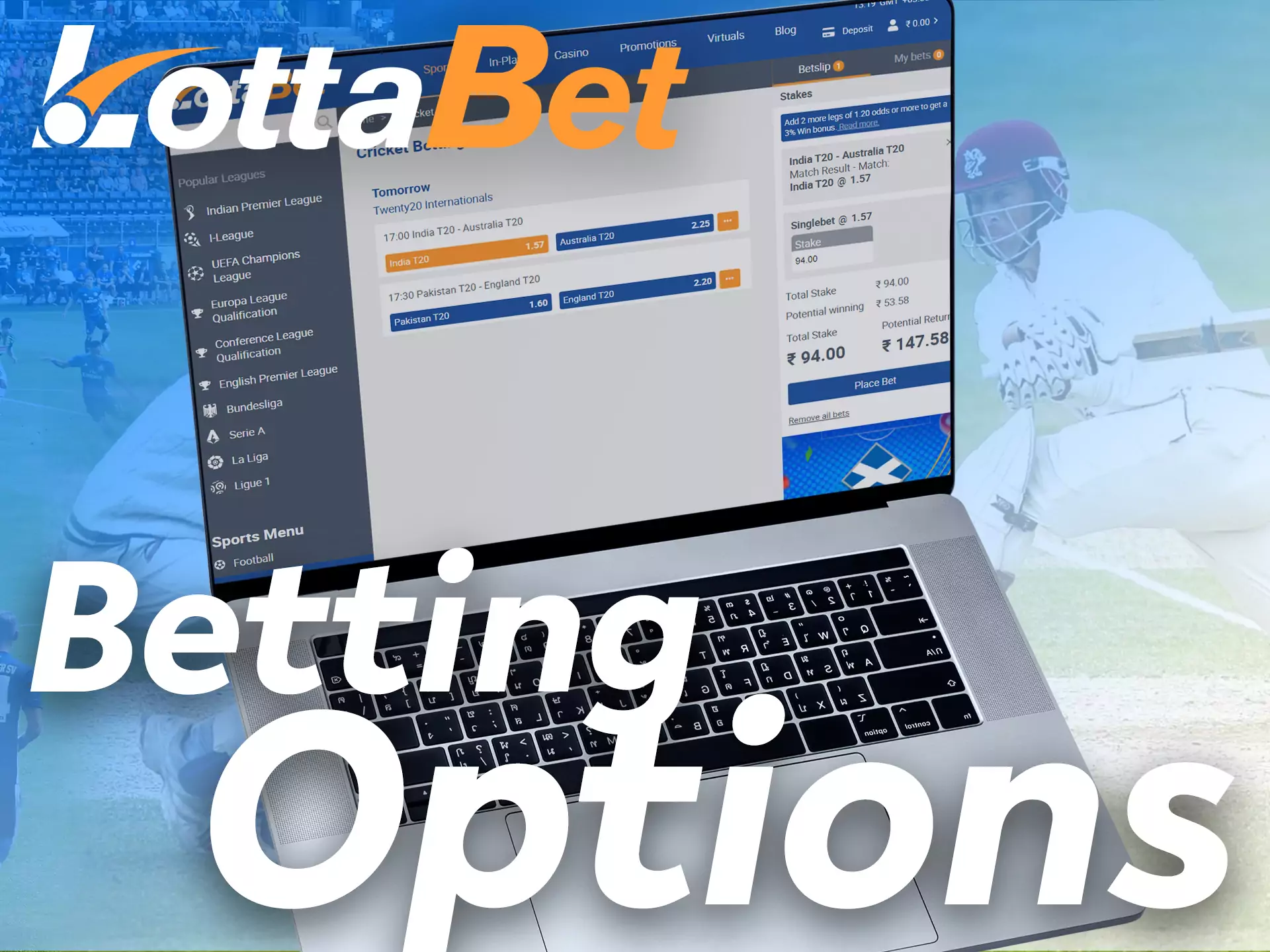 On the Lottabet website, you can bet live and beforehand.