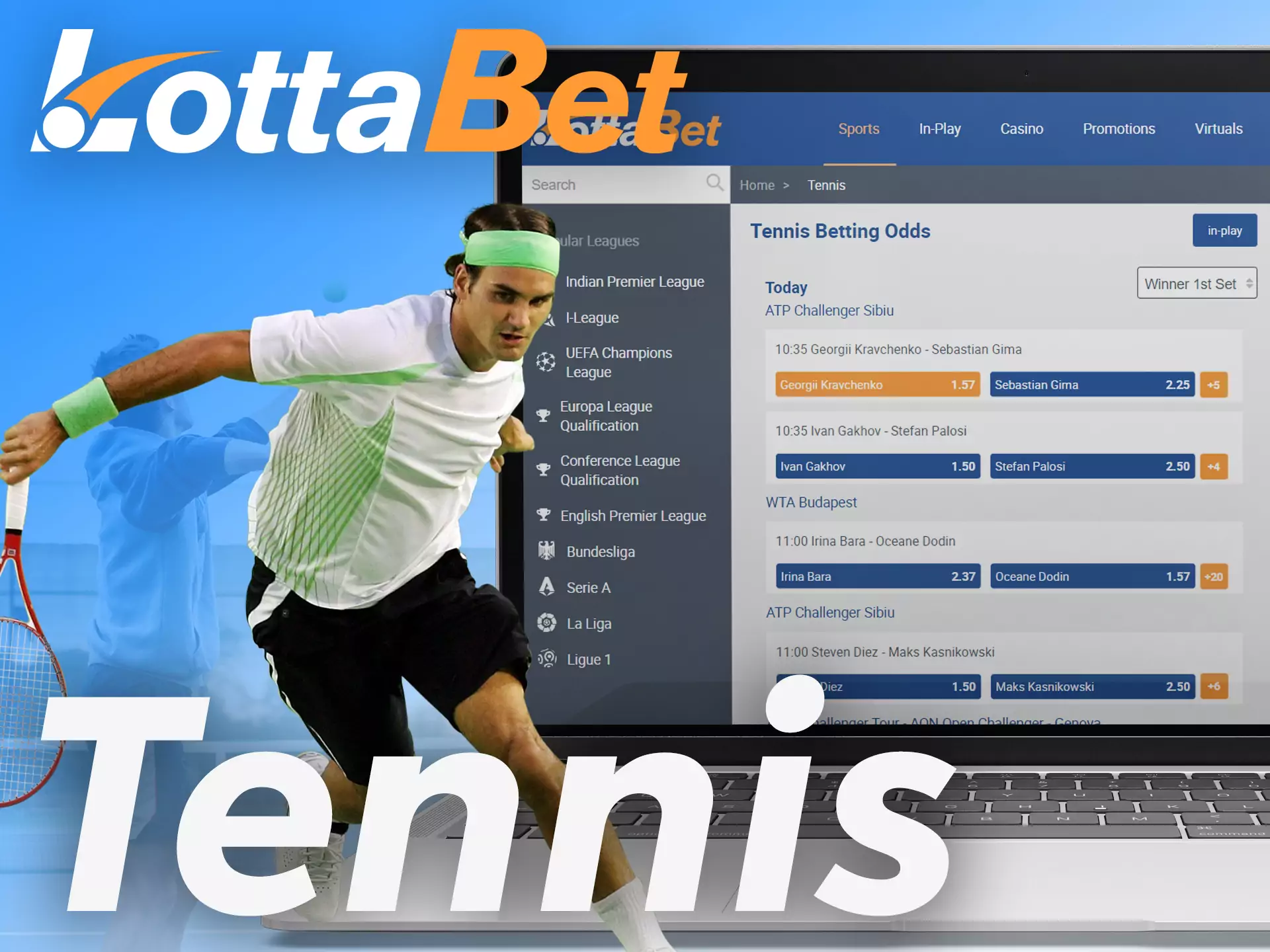 Tennis matches are quite popular for betting among Lottabet users all over the world.
