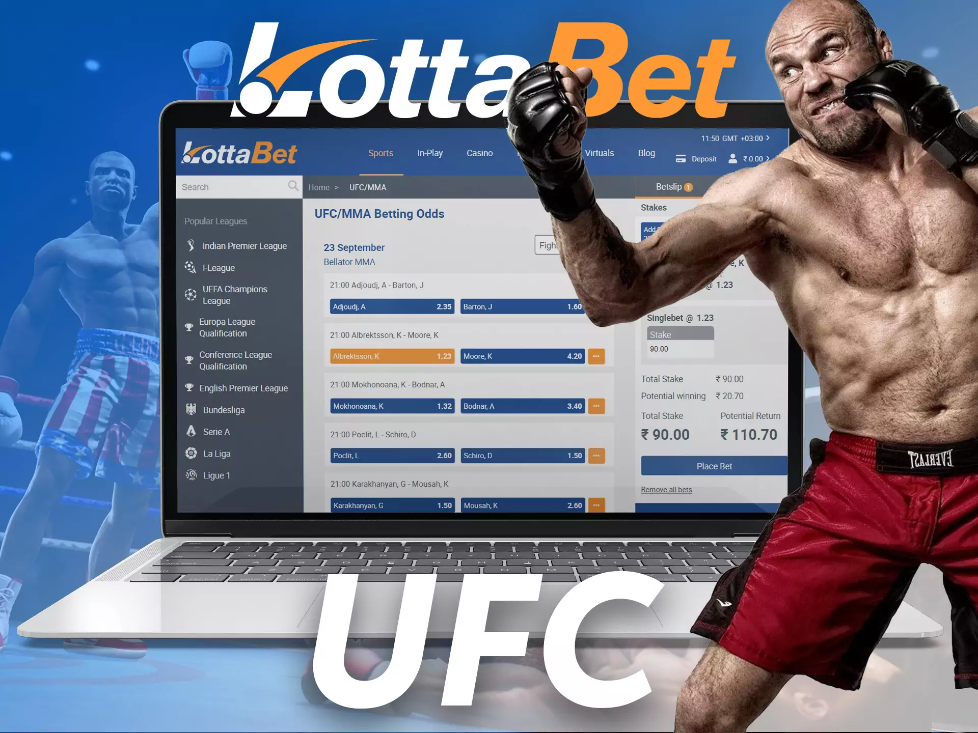 In the Lottabet sportsbook, you find the UFC fights available for betting.