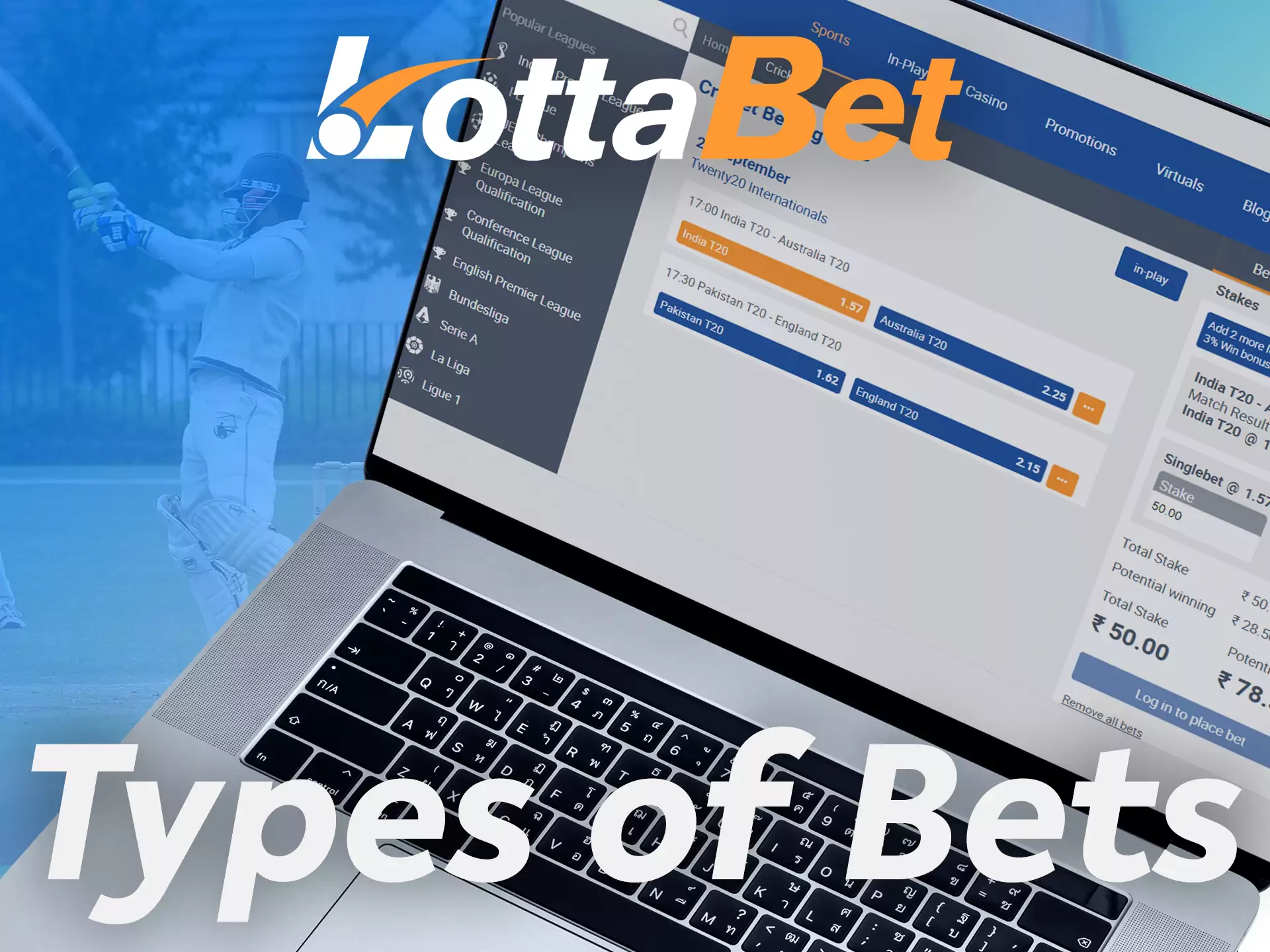 You can choose different types of bets on Lottabet.